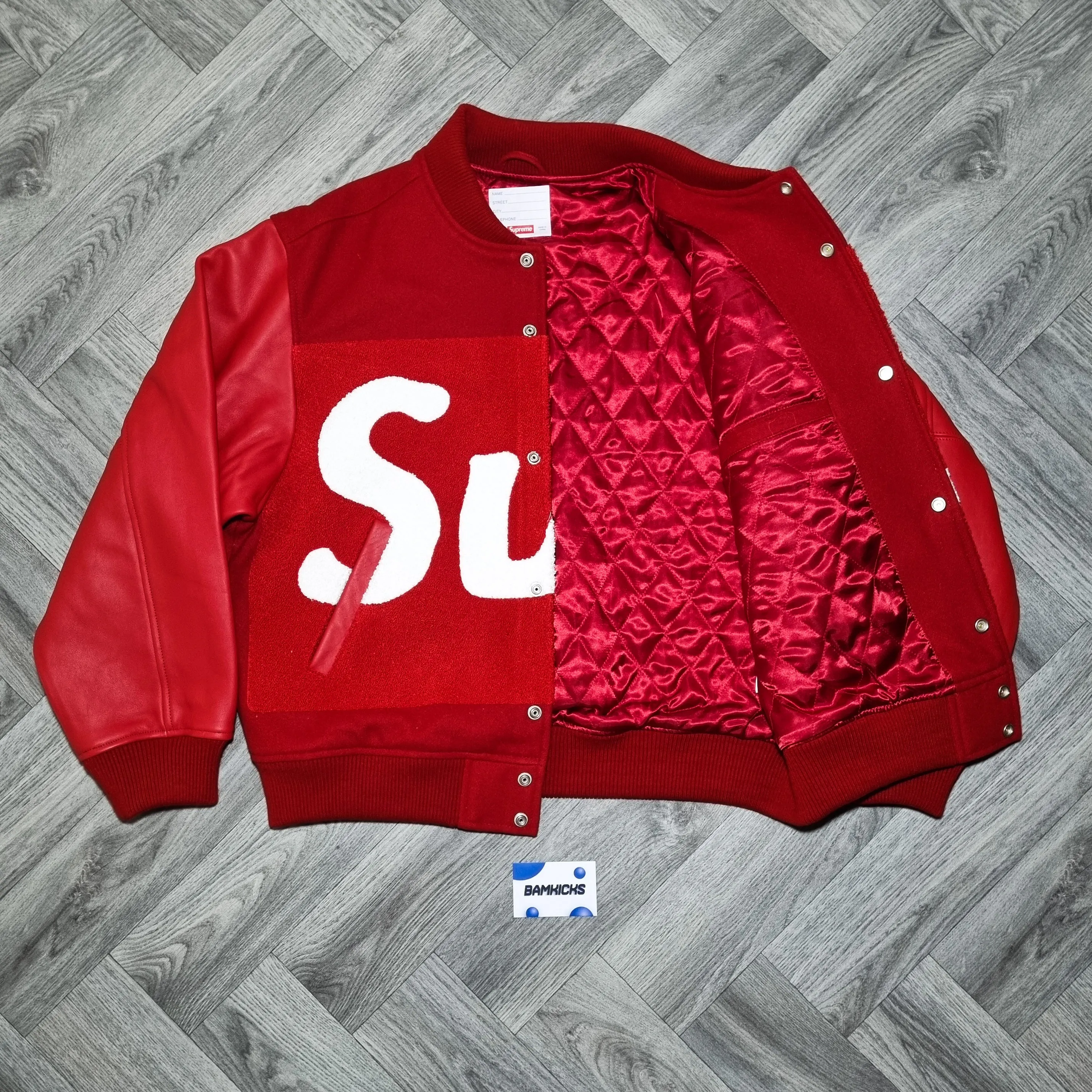 Supreme Big Logo Chenille Varsity Jacket Red