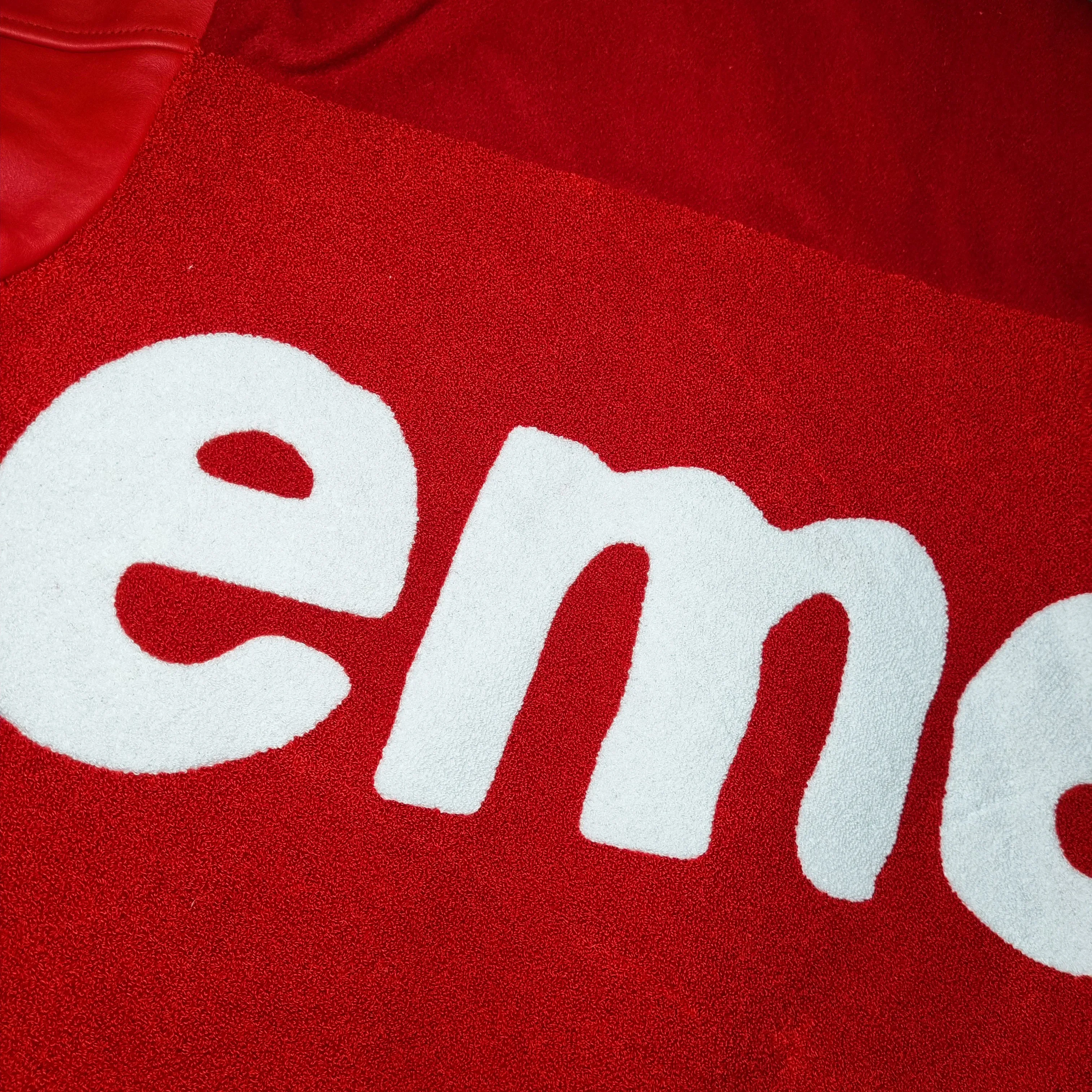 Supreme Big Logo Chenille Varsity Jacket Red