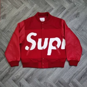 Supreme Big Logo Chenille Varsity Jacket Red