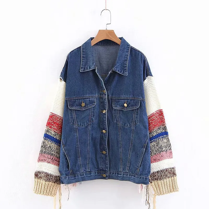Sweater sleeved Denim jacket