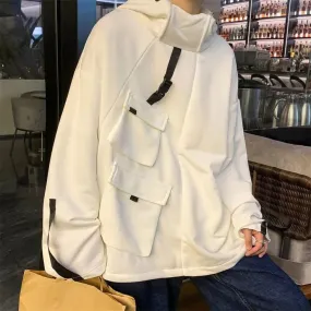 Techwear Buckle Strap MultiPocket Pullover Oversize Hoodie