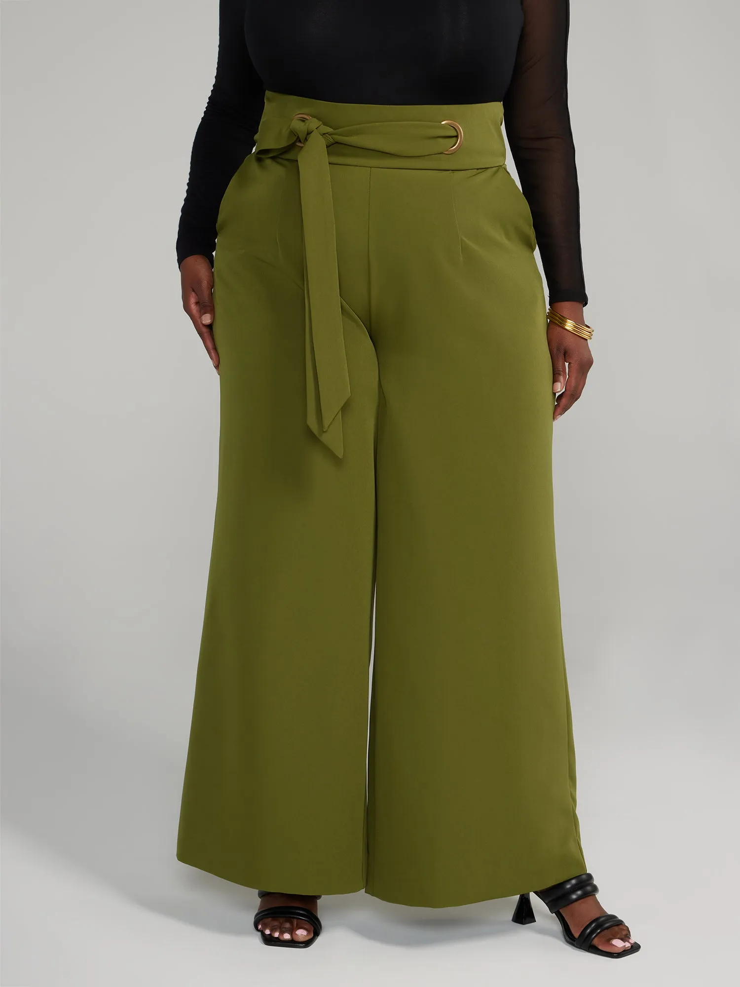 Tie-Waist Wide Leg Pants