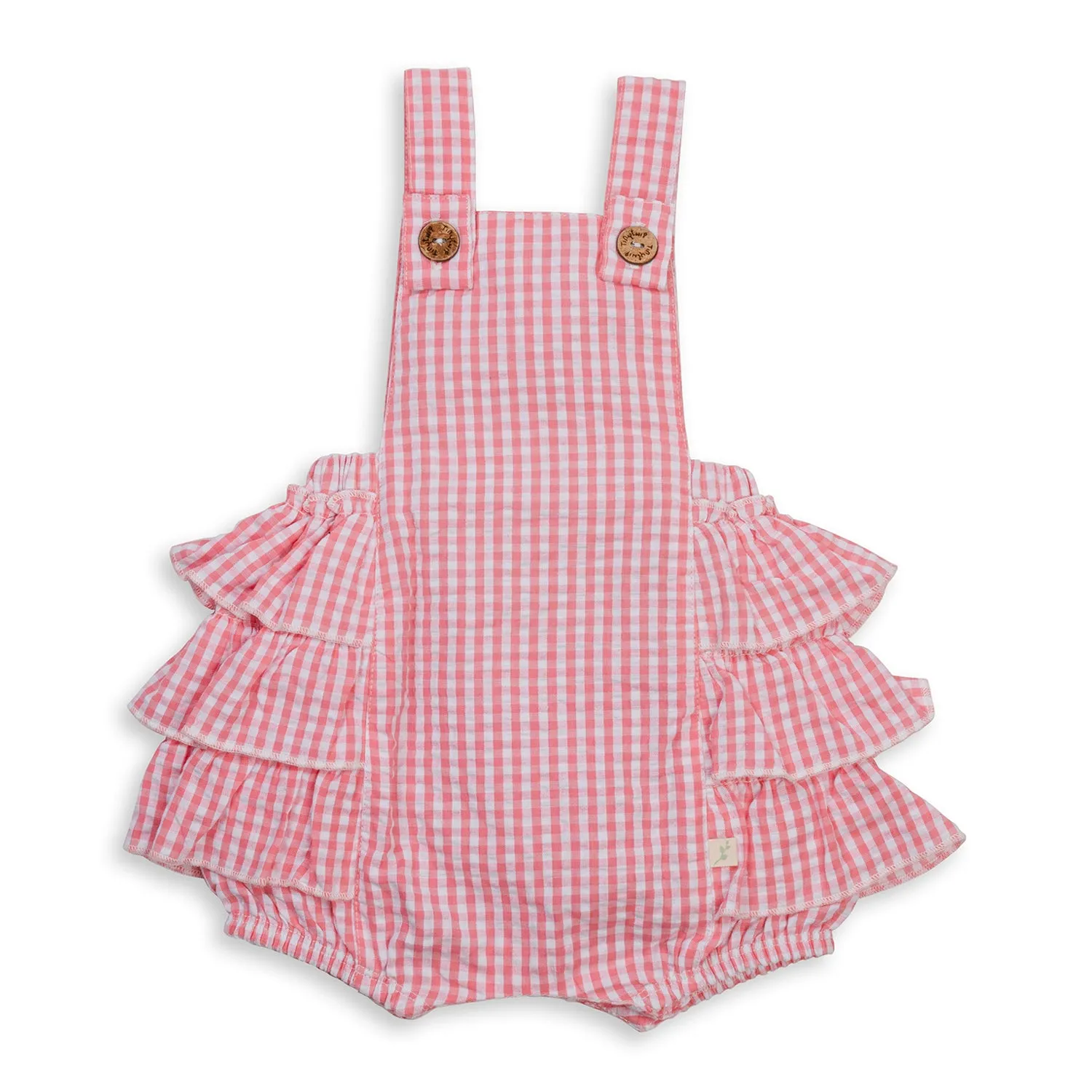 TINY TWIG FRILL OVERALL SET BERRY GINGHAM/WHITE