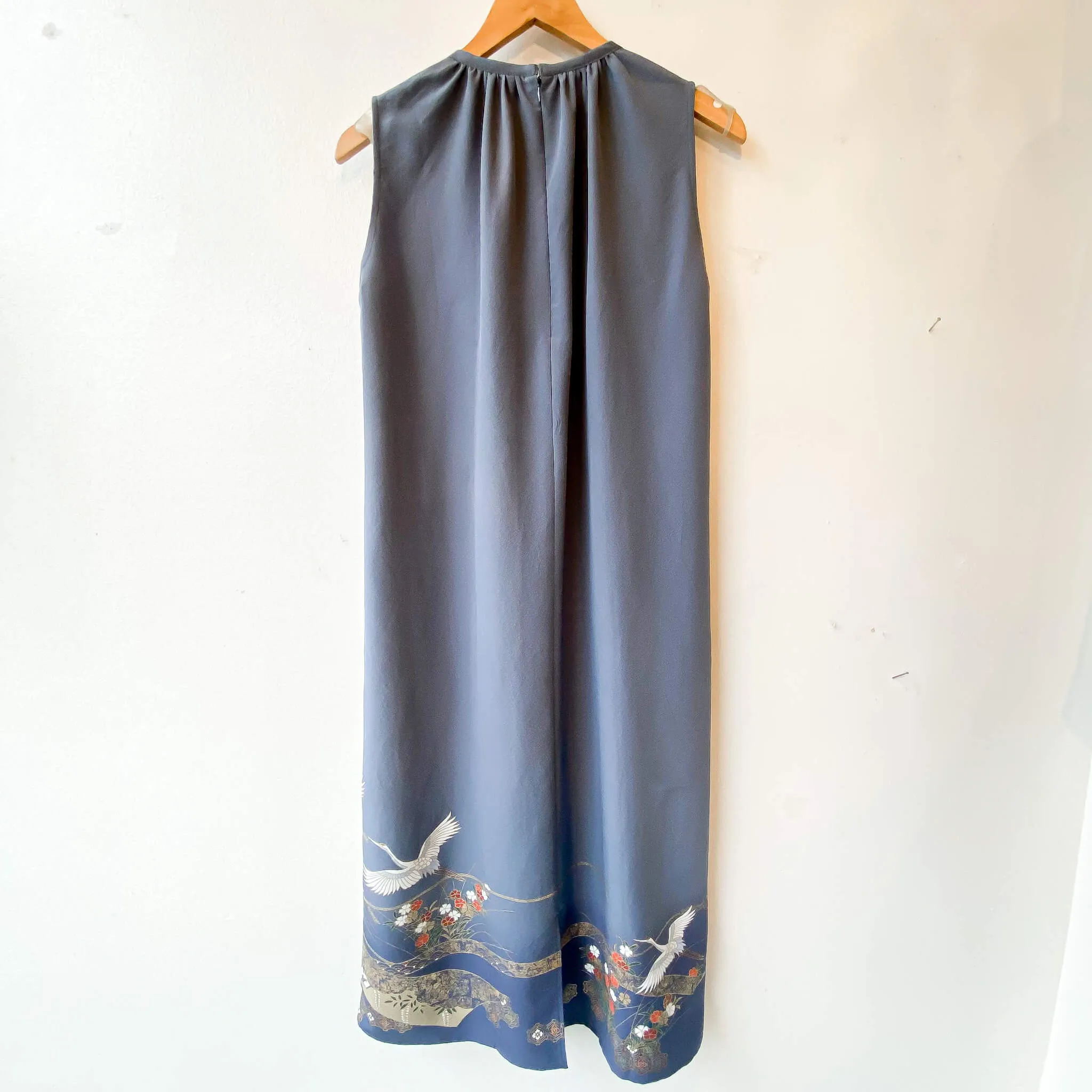 Tsumugi | Japanese Vintage Silk Kimono Dress - Grey