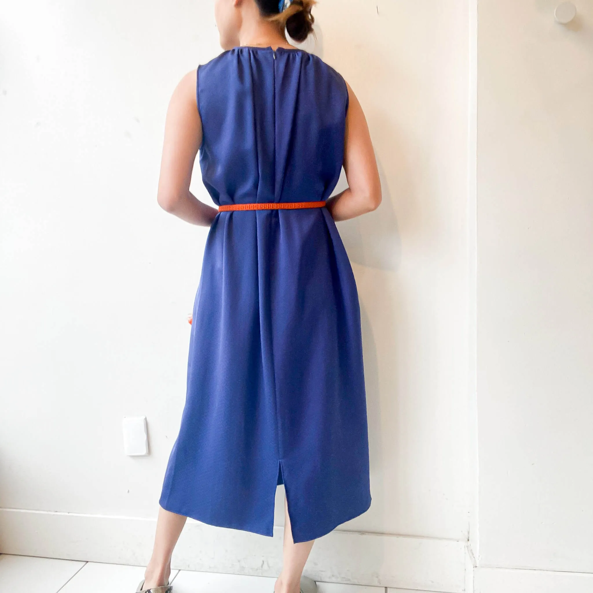 Tsumugi | Japanese Vintage Silk Kimono Dress - Navy