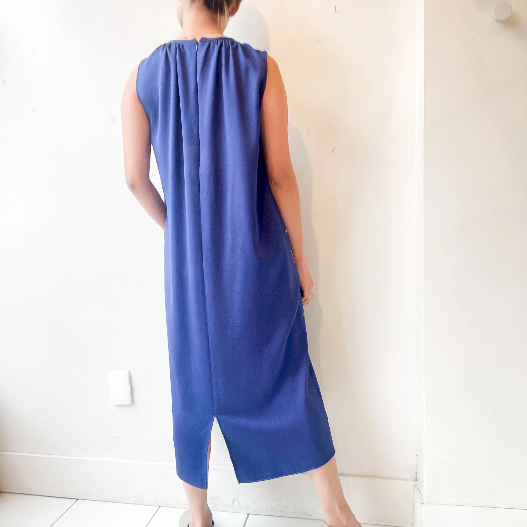 Tsumugi | Japanese Vintage Silk Kimono Dress - Navy