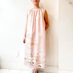 Tsumugi | Japanese Vintage Silk Kimono Dress - Pink