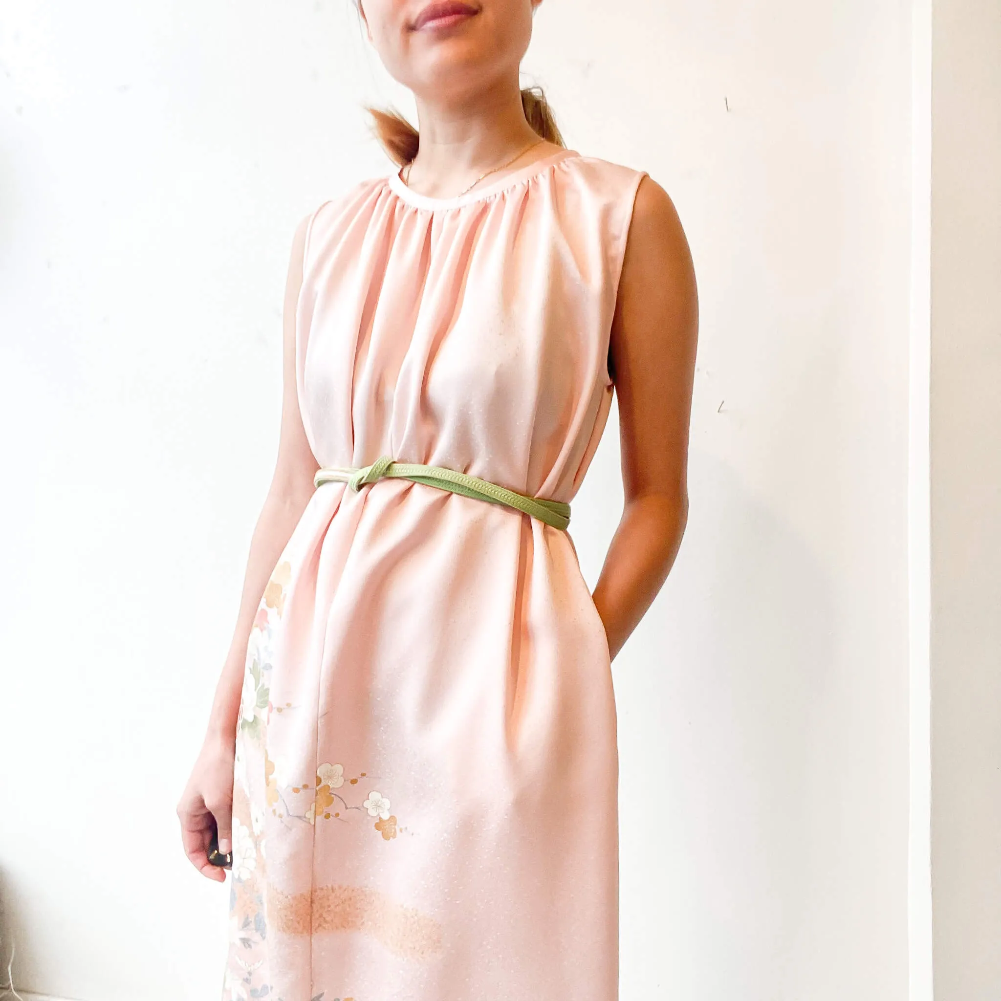Tsumugi | Japanese Vintage Silk Kimono Dress - Pink
