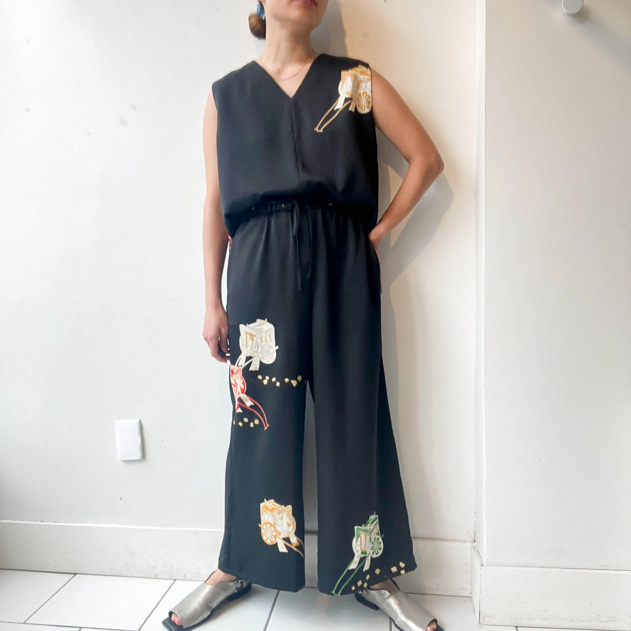 Tsumugi | Japanese Vintage Silk Kimono Shirt - Black