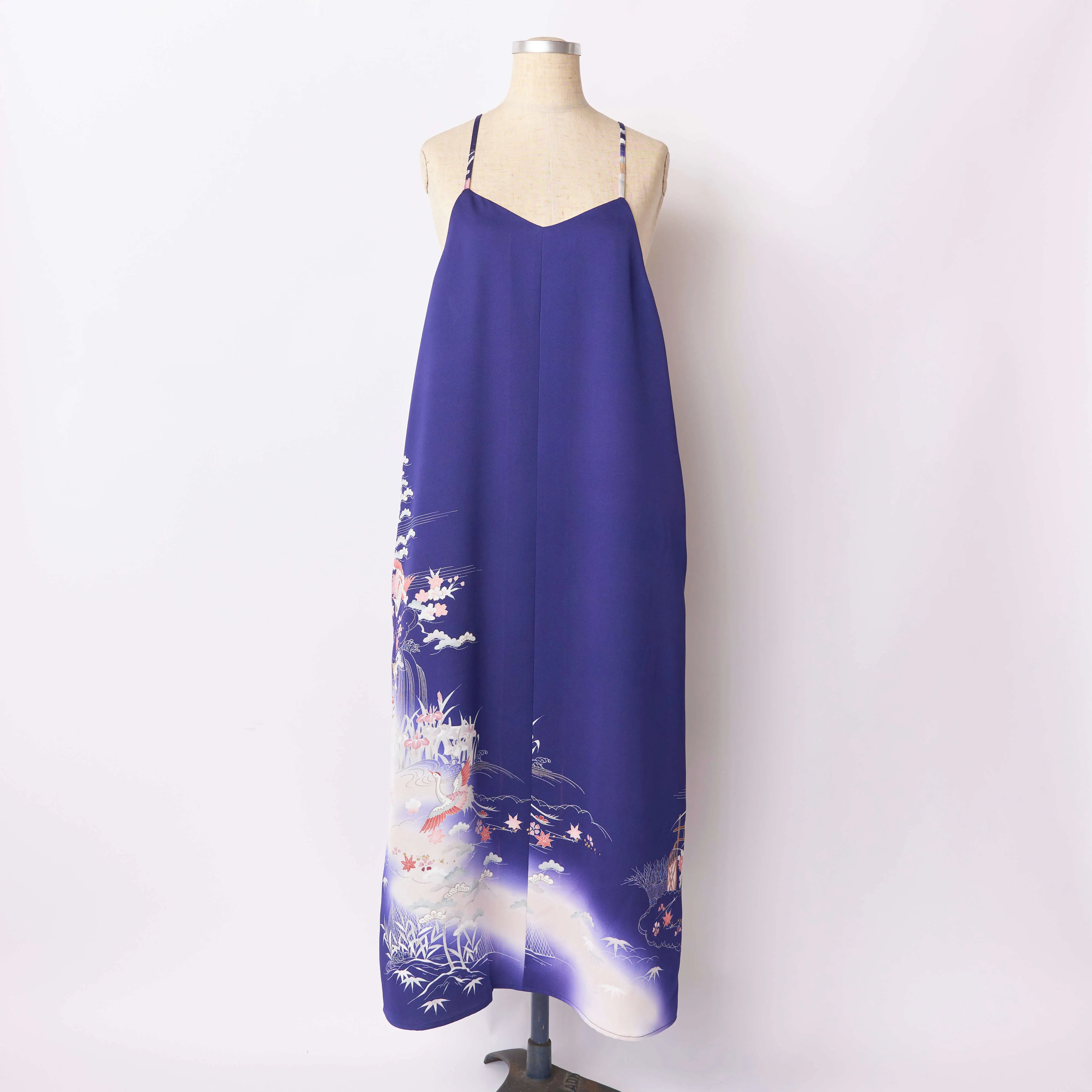 Tsumugi | Vintage Silk Kimono Dress | C1-Navy
