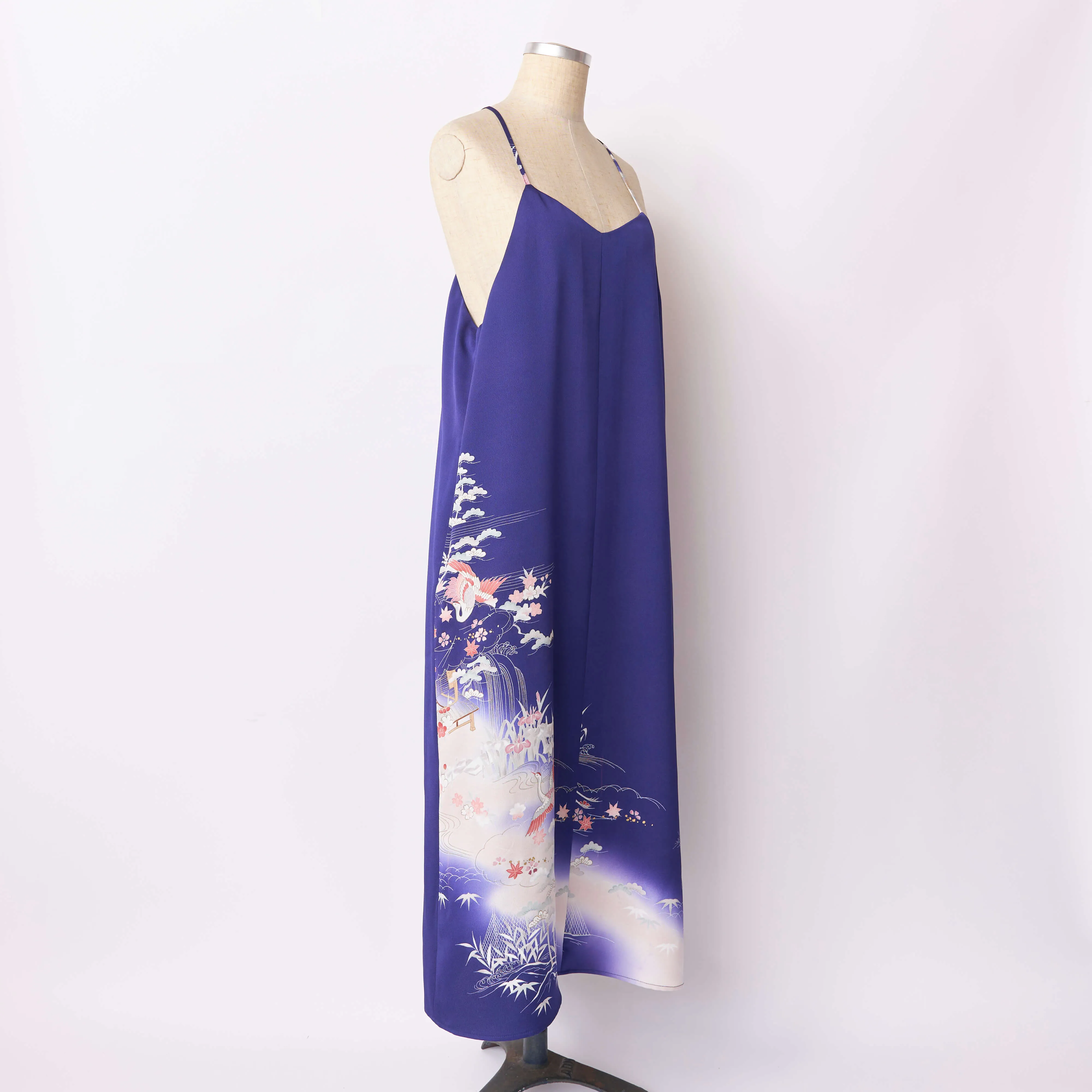 Tsumugi | Vintage Silk Kimono Dress | C1-Navy