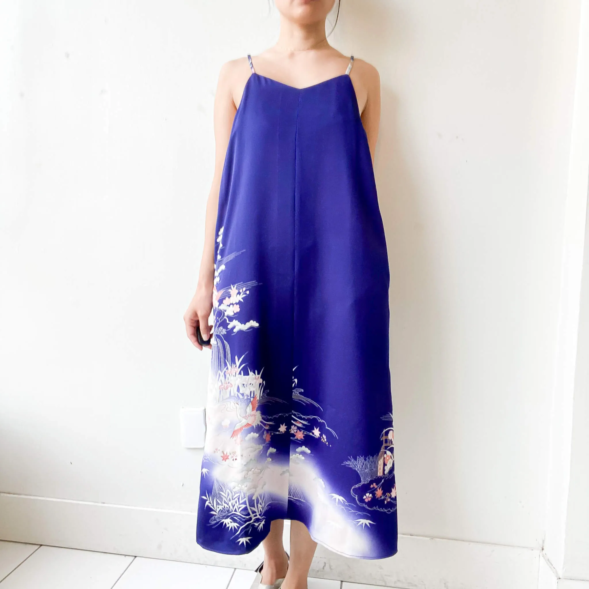 Tsumugi | Vintage Silk Kimono Dress | C1-Navy