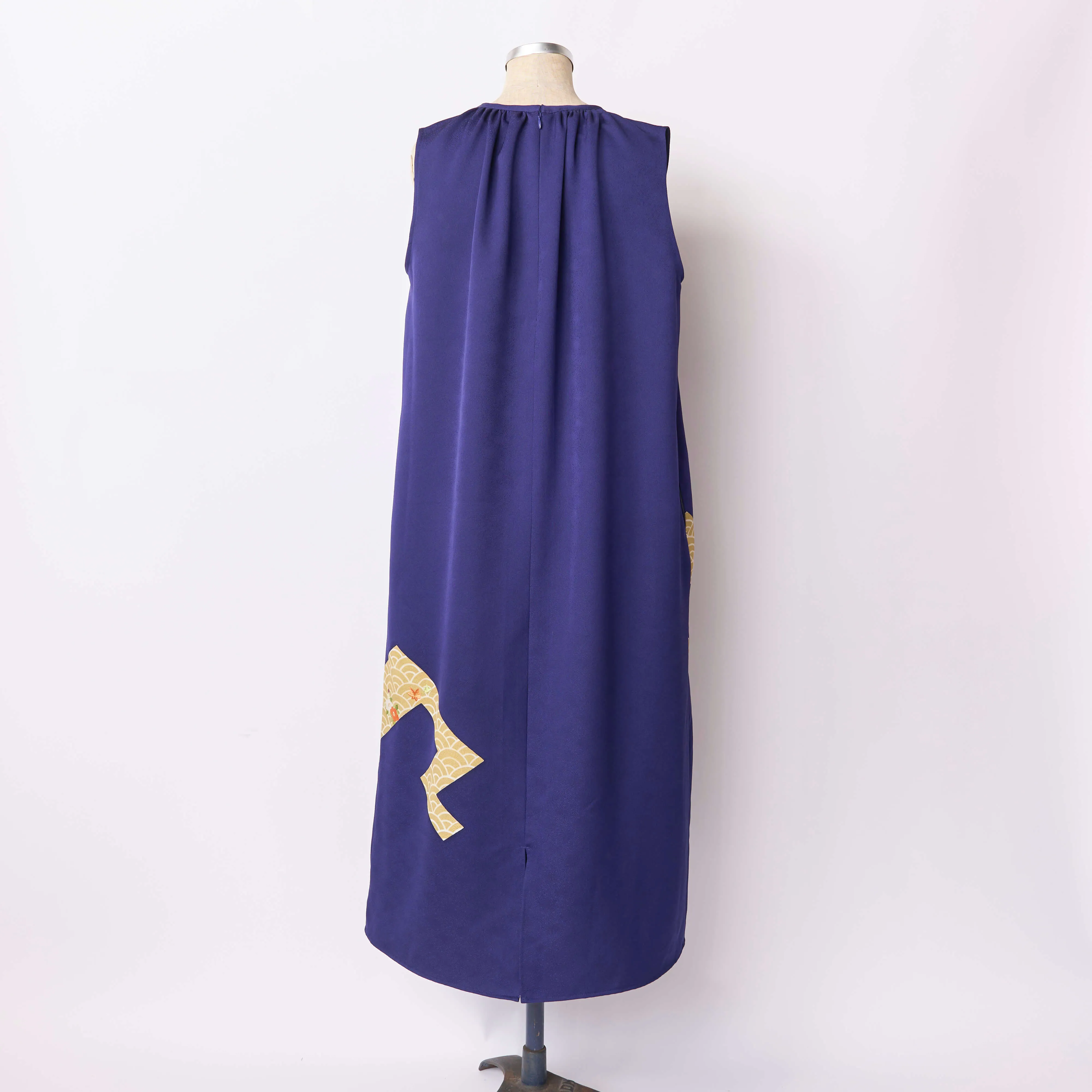 Tsumugi | Vintage Silk Kimono Dress | D1-Navy
