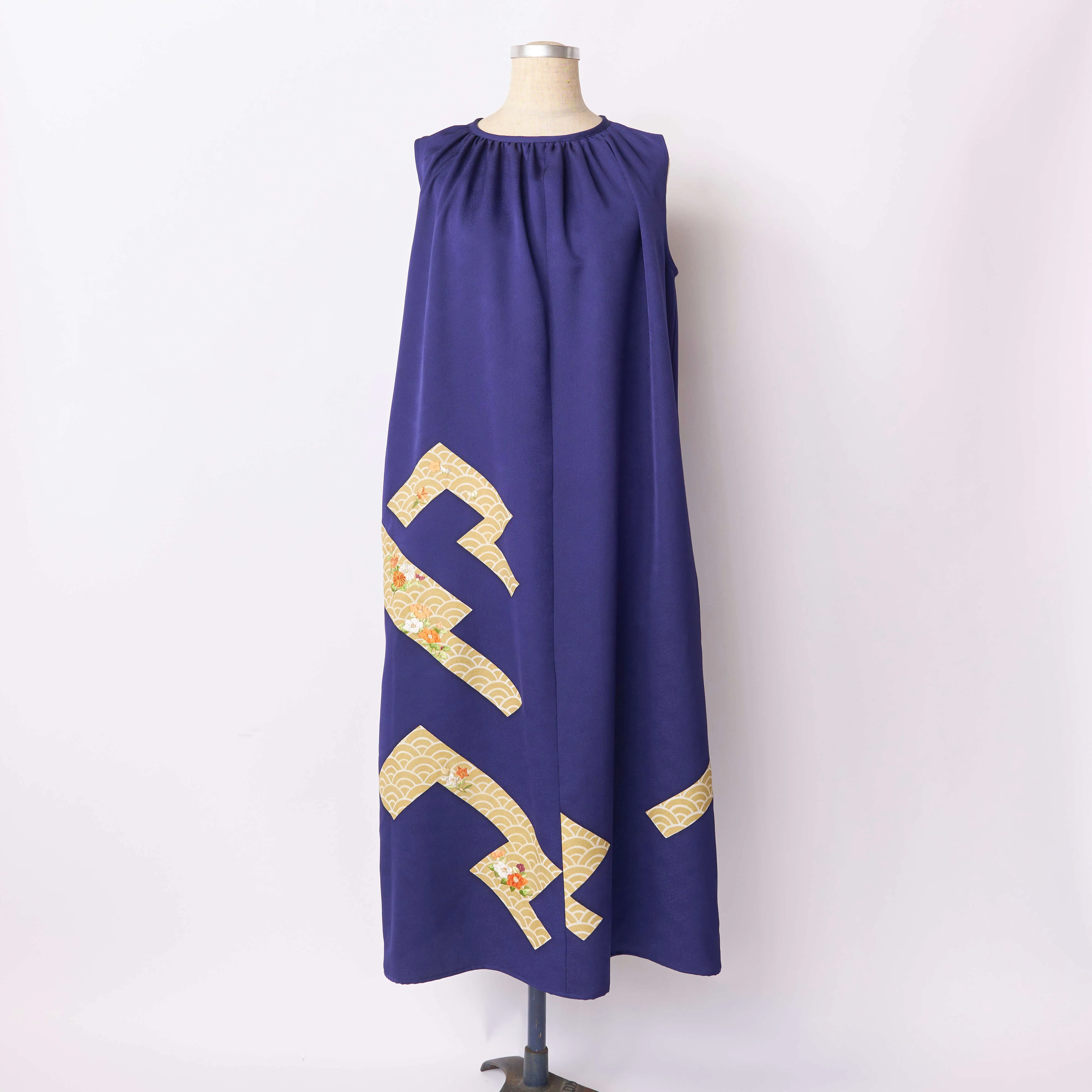 Tsumugi | Vintage Silk Kimono Dress | D1-Navy