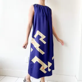 Tsumugi | Vintage Silk Kimono Dress | D1-Navy