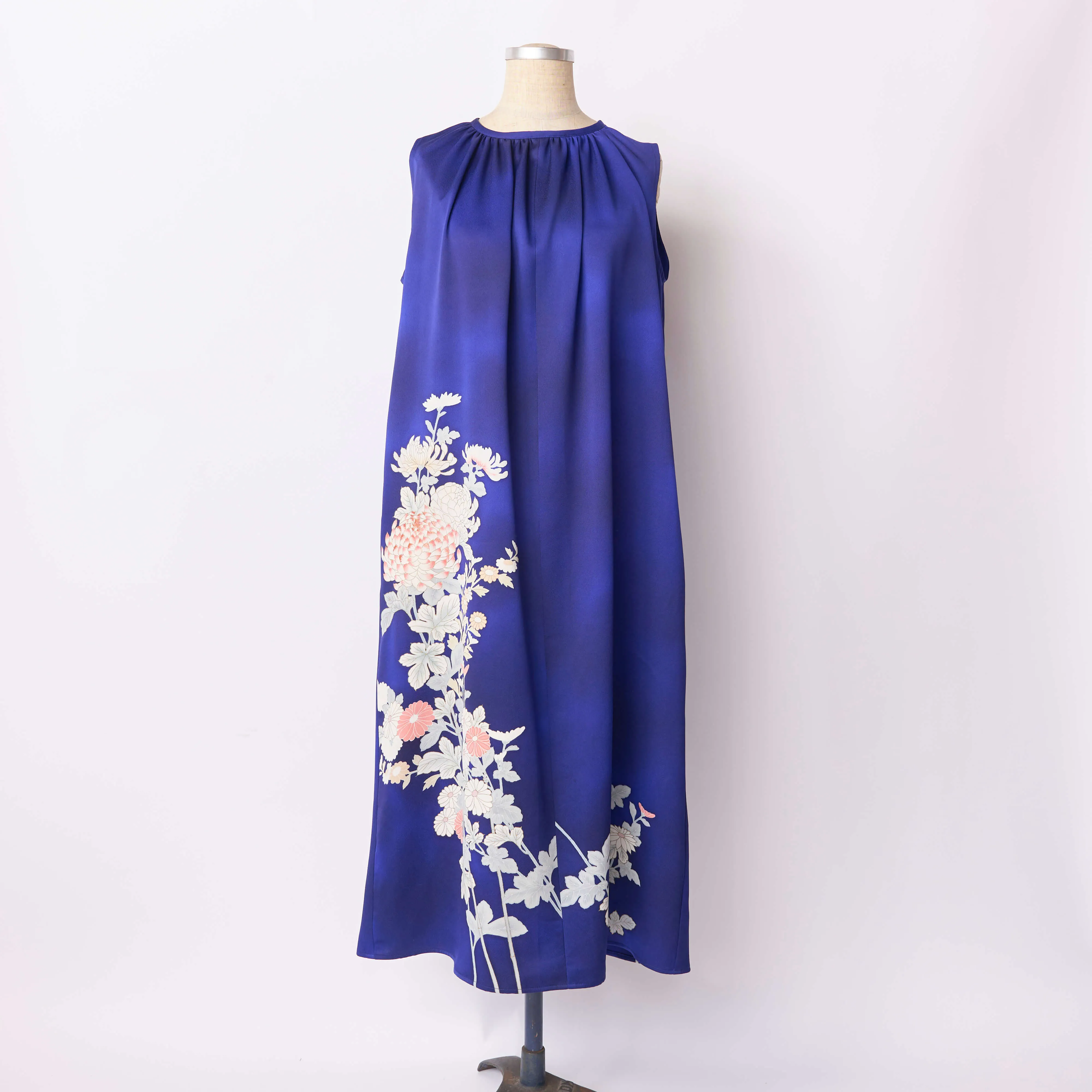Tsumugi | Vintage Silk Kimono Dress| D2-Navy