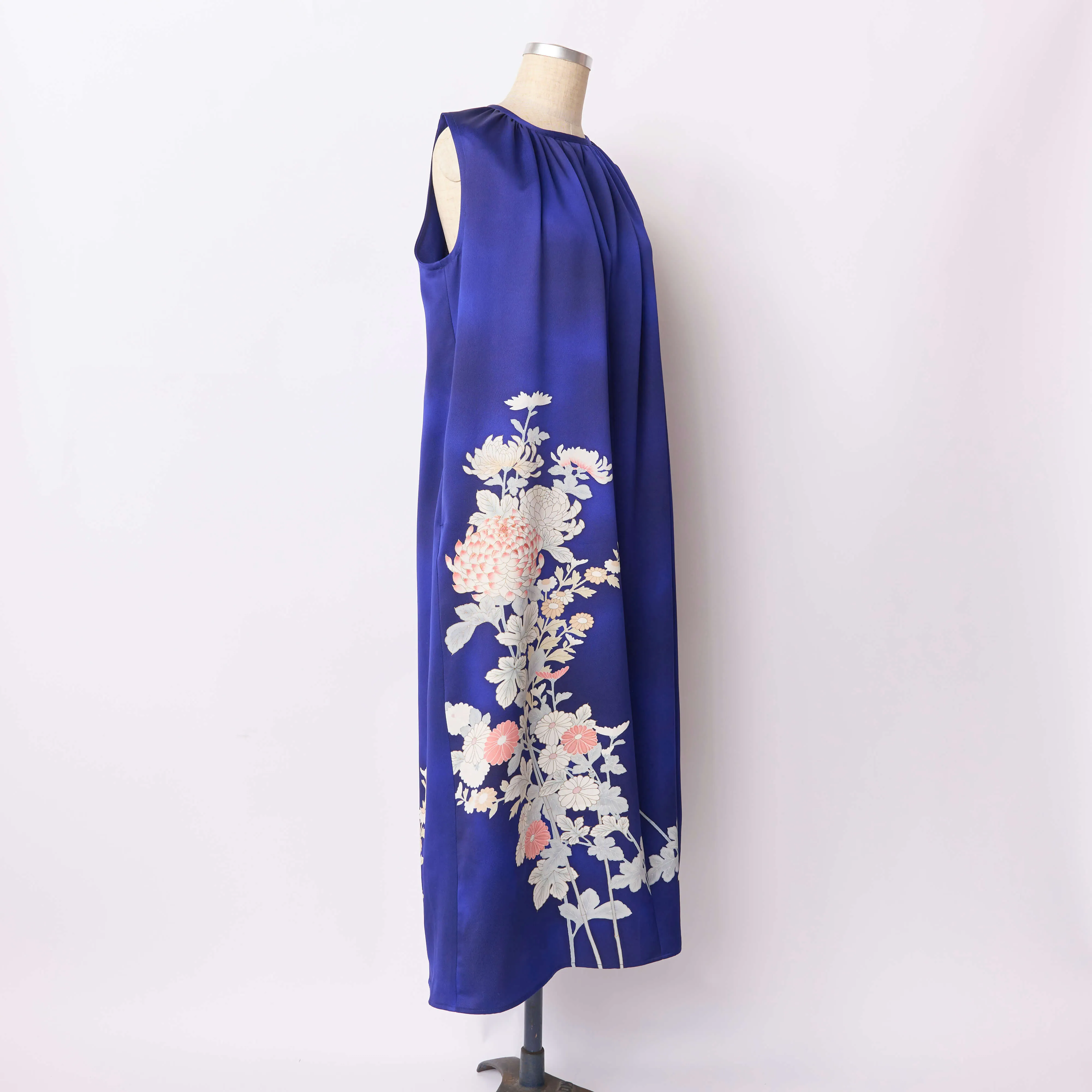 Tsumugi | Vintage Silk Kimono Dress| D2-Navy