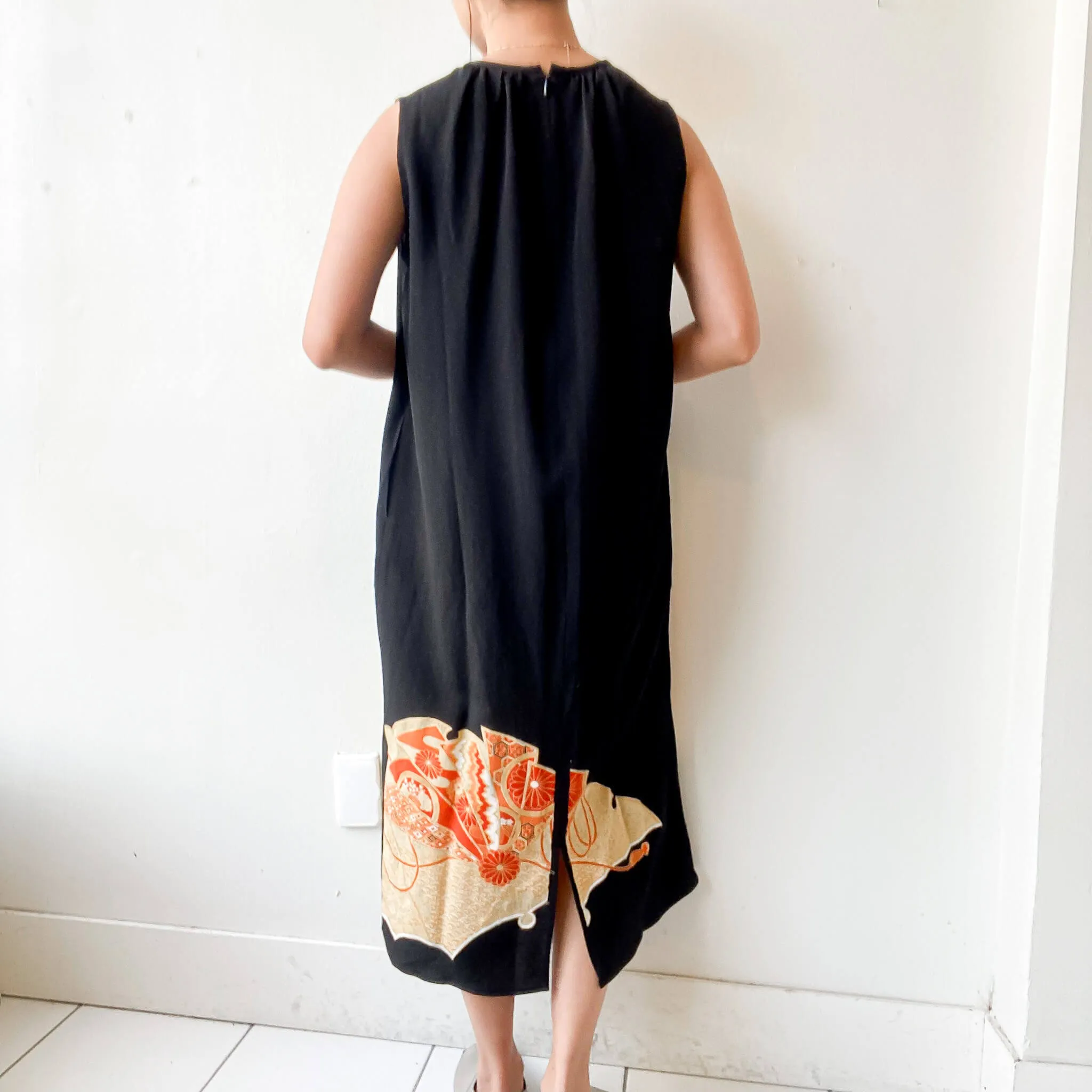 Tsumugi | Vintage Silk Kimono Dress | D3-Black