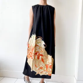 Tsumugi | Vintage Silk Kimono Dress | D3-Black