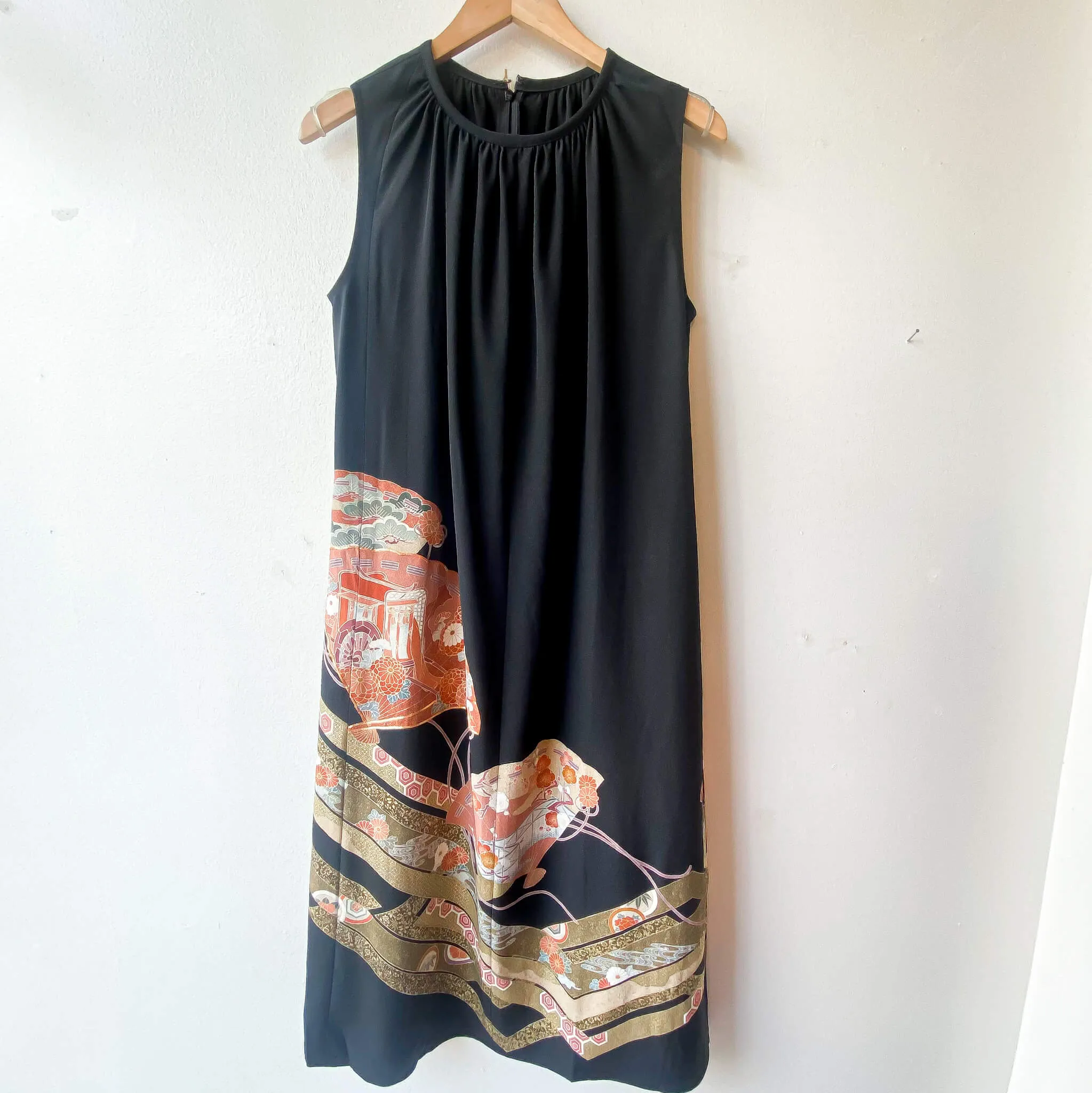 Tsumugi | Vintage Silk Kimono Dress | D7-Black