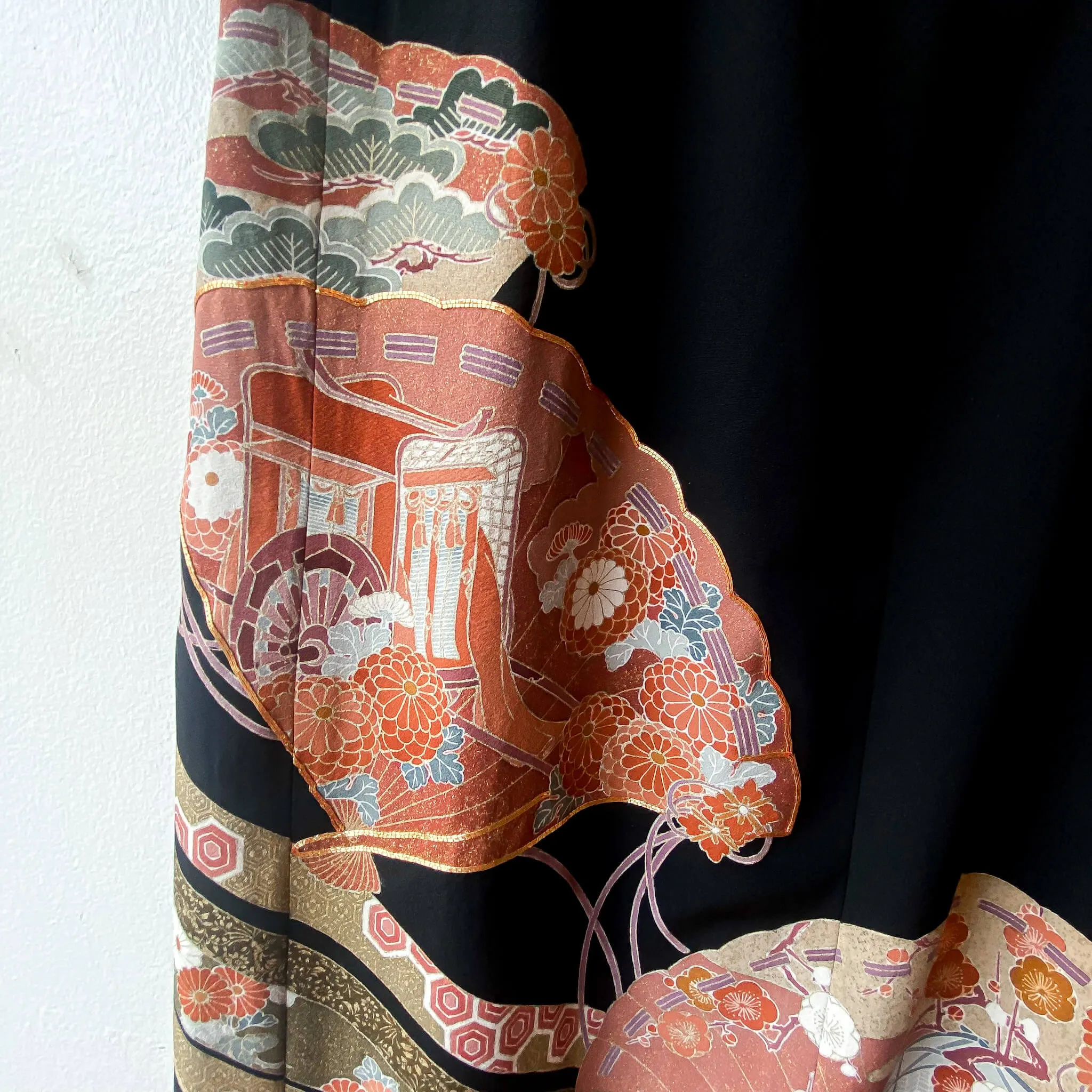 Tsumugi | Vintage Silk Kimono Dress | D7-Black