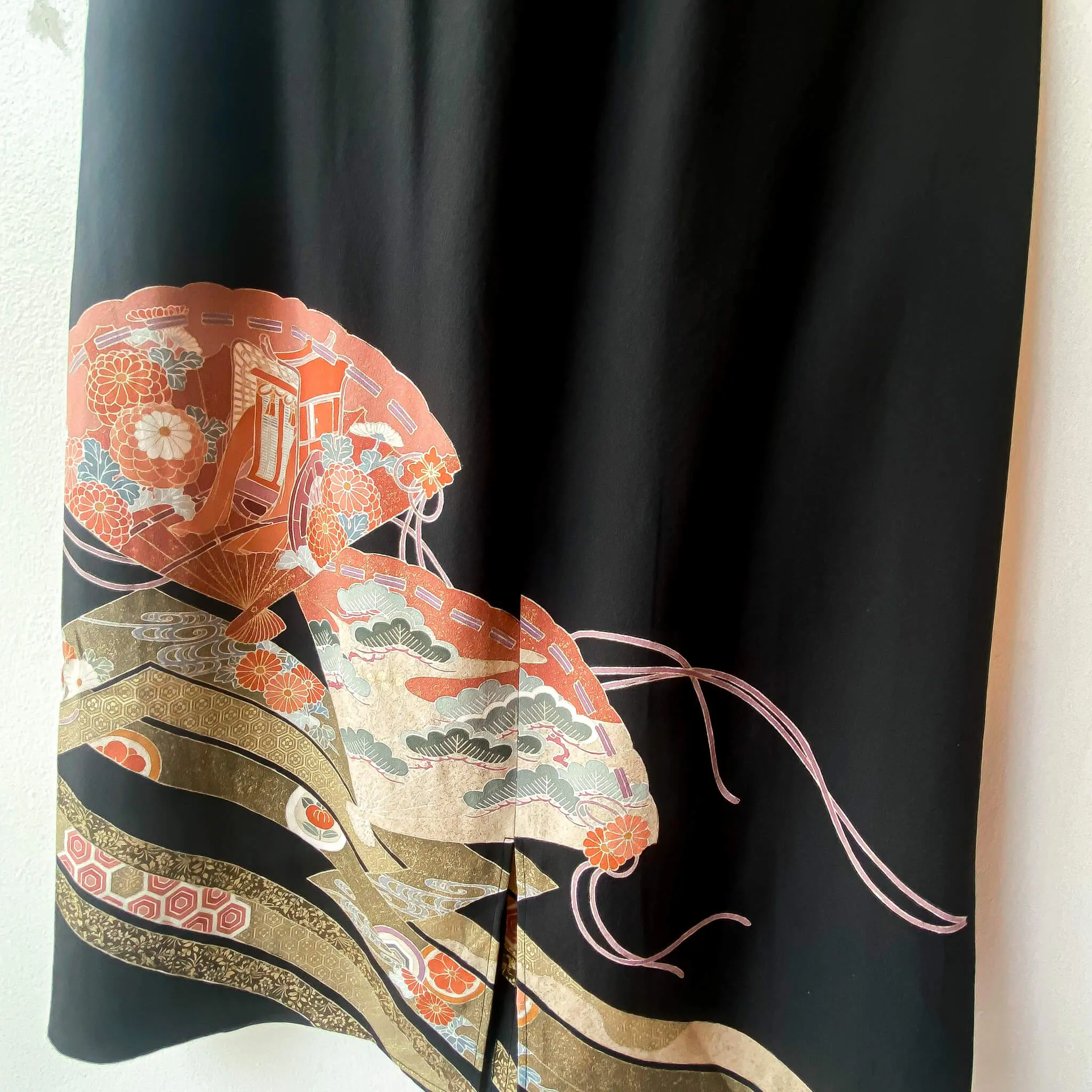 Tsumugi | Vintage Silk Kimono Dress | D7-Black