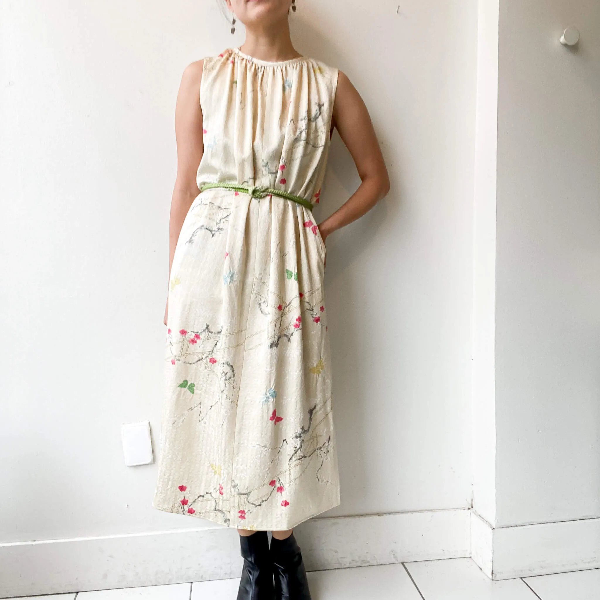 Tsumugi | Vintage Silk Kimono Dress | D8-White