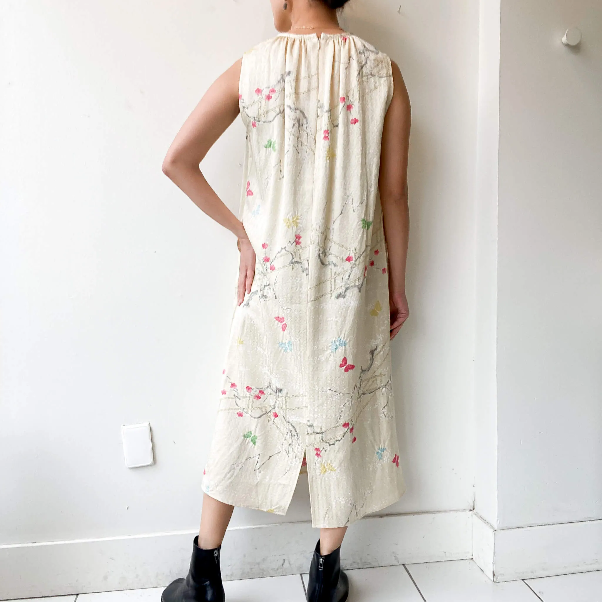 Tsumugi | Vintage Silk Kimono Dress | D8-White