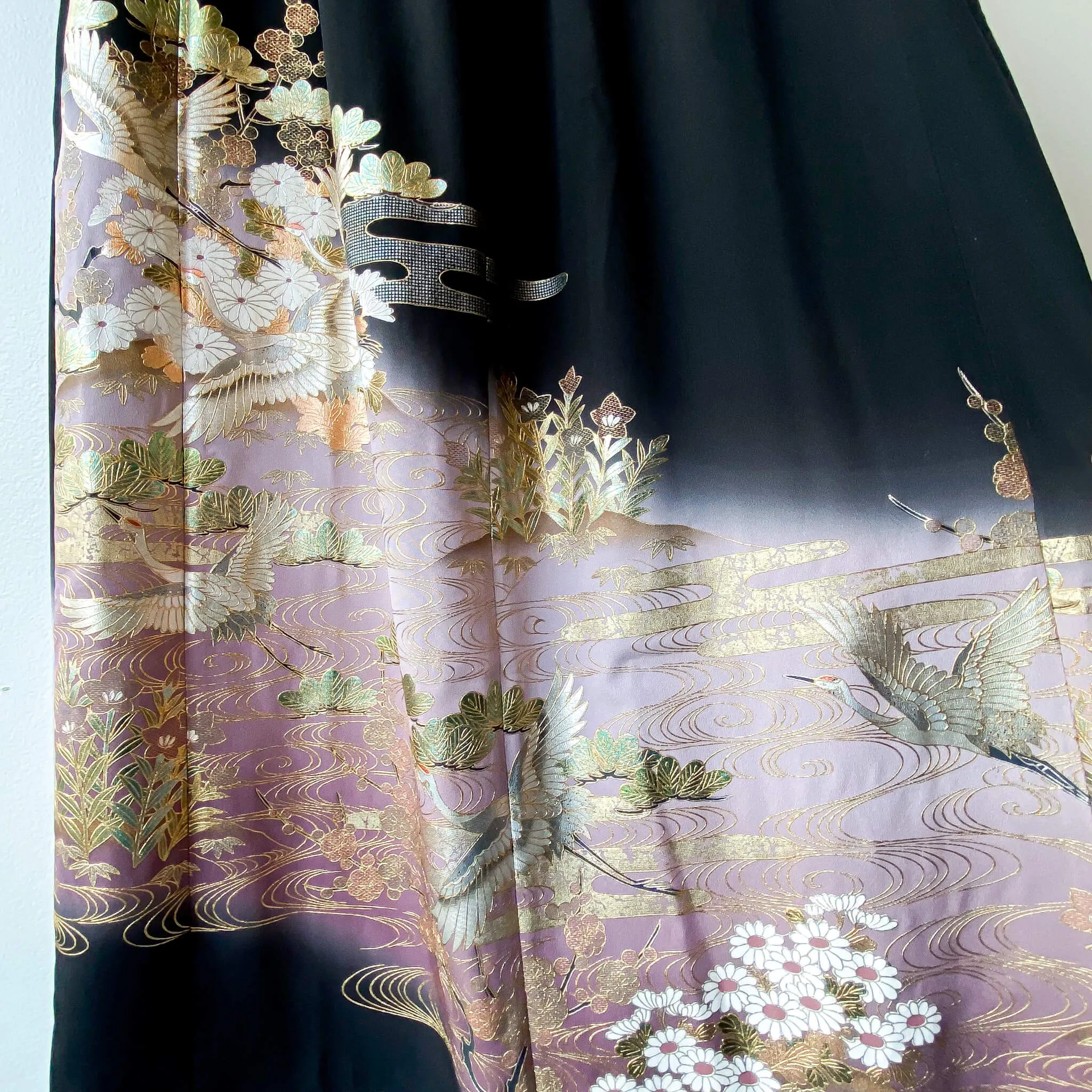 Tsumugi | Vintage Silk Kimono Dress | D9-Black