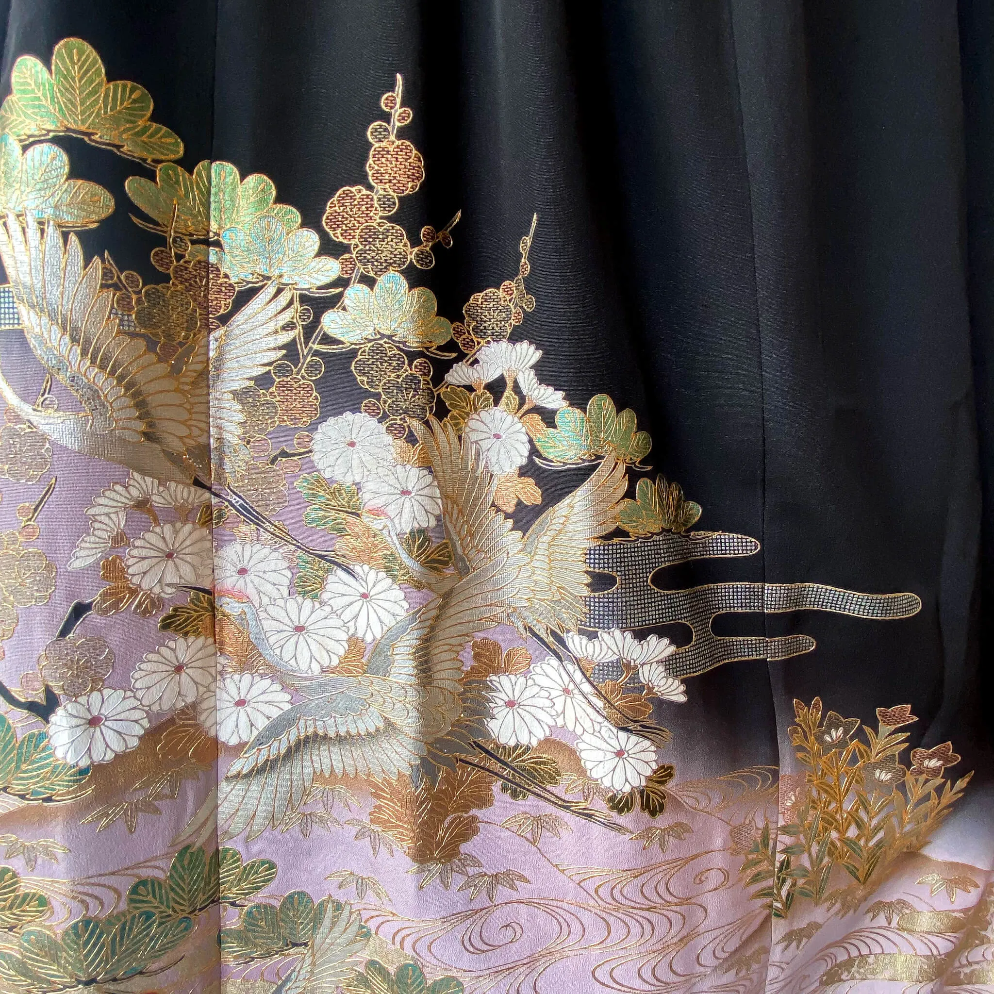 Tsumugi | Vintage Silk Kimono Dress | D9-Black