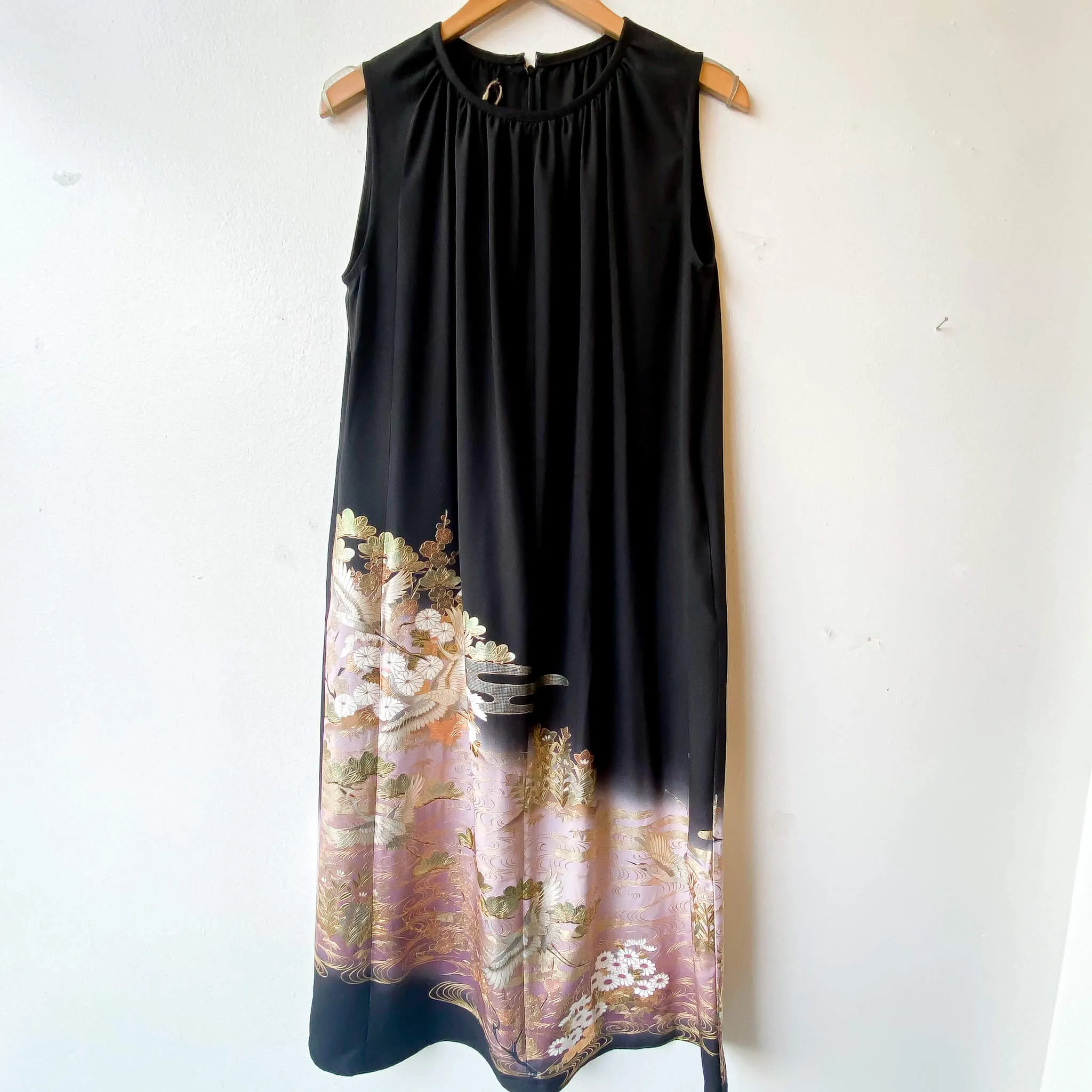 Tsumugi | Vintage Silk Kimono Dress | D9-Black