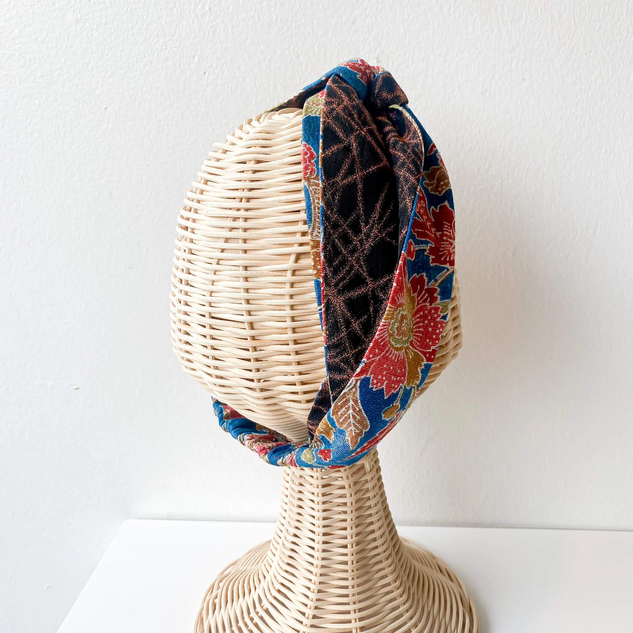 Tsumugi | Vintage Silk Kimono Headband | D10-Blue