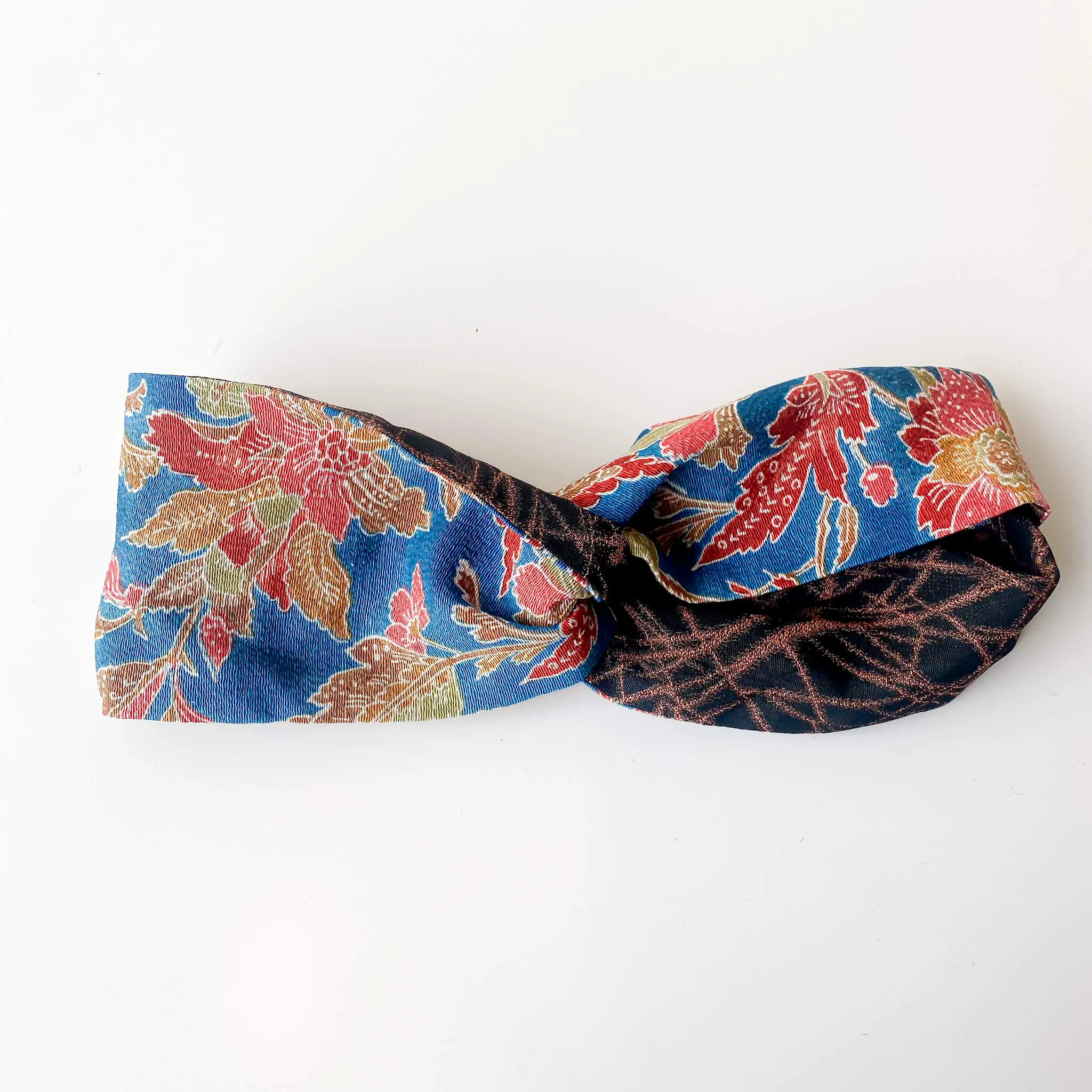 Tsumugi | Vintage Silk Kimono Headband | D10-Blue