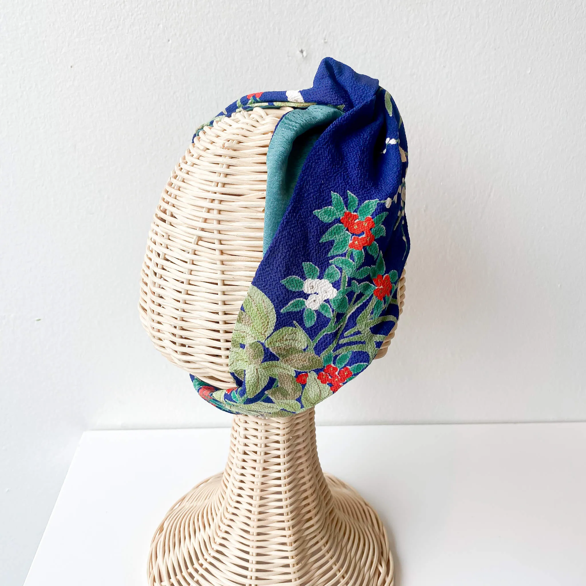 Tsumugi | Vintage Silk Kimono Headband | VD4- Blue