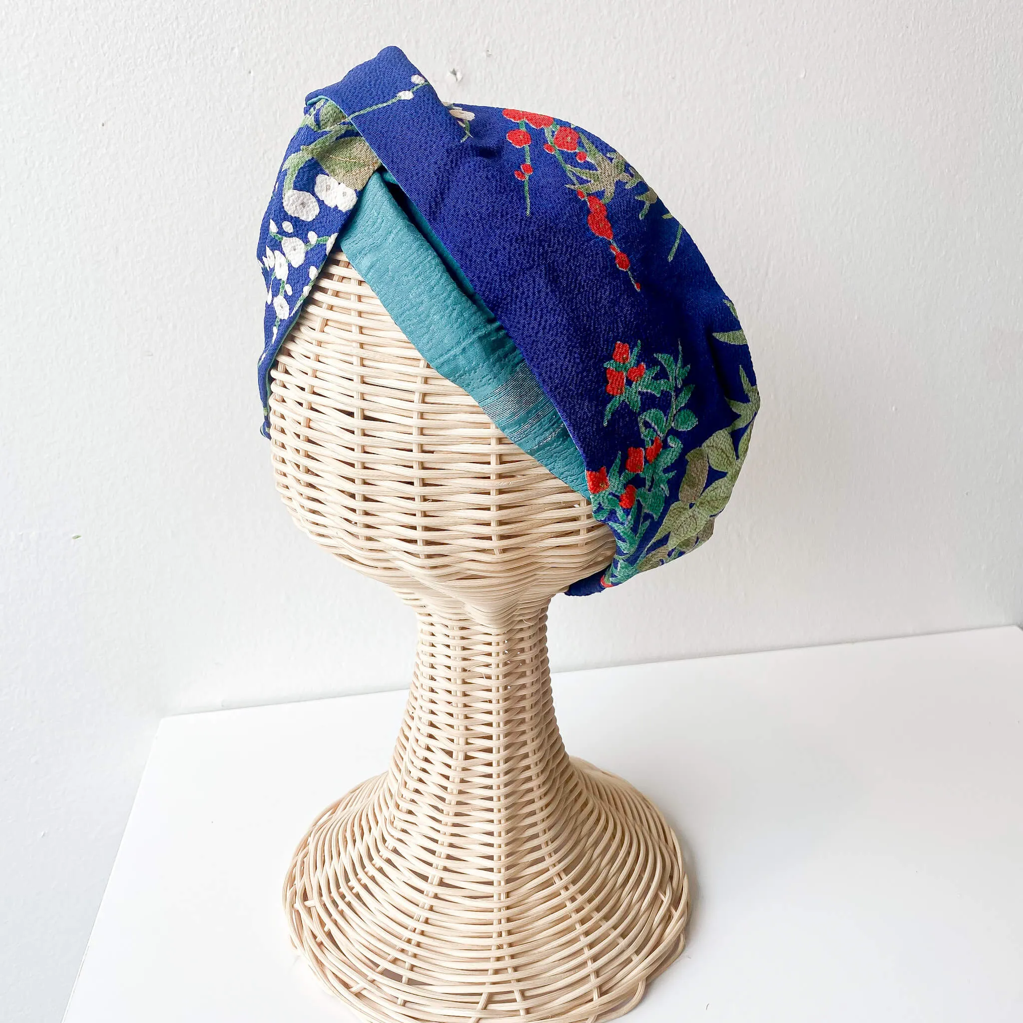 Tsumugi | Vintage Silk Kimono Headband | VD4- Blue