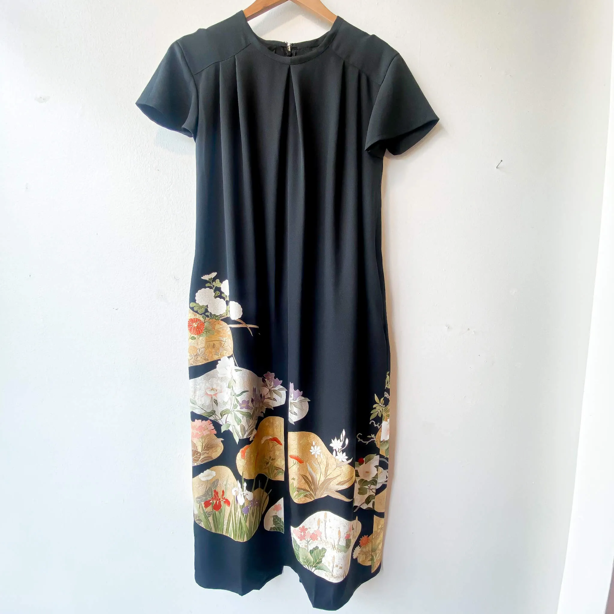 Tsumugi | Vintage Silk Kimono Short Sleeve Dress | SD2- Black