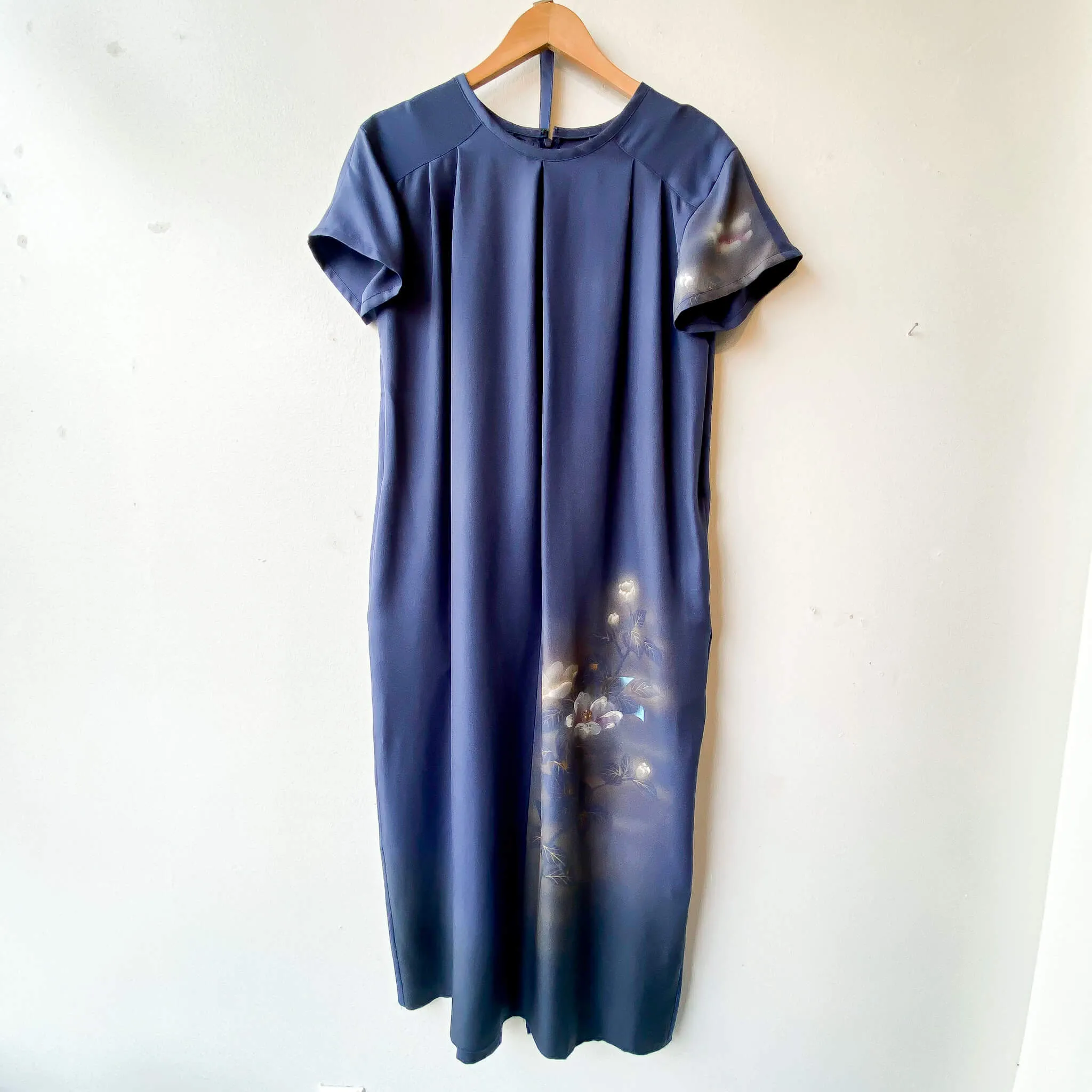 Tsumugi | Vintage Silk Kimono Short Sleeve Dress | SD4- Blue