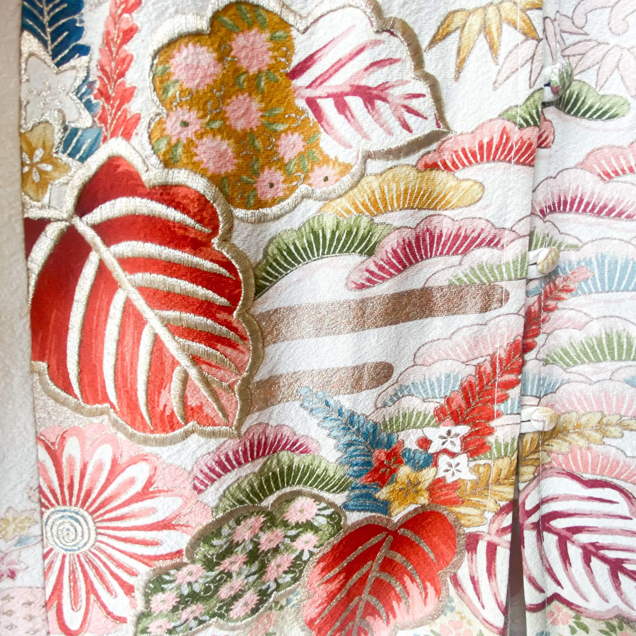 Tsumugi | Vintage Silk Kimono V-neck Dress | VD3- White