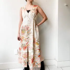 Tsumugi | Vintage Silk Kimono V-neck Dress | VD3- White