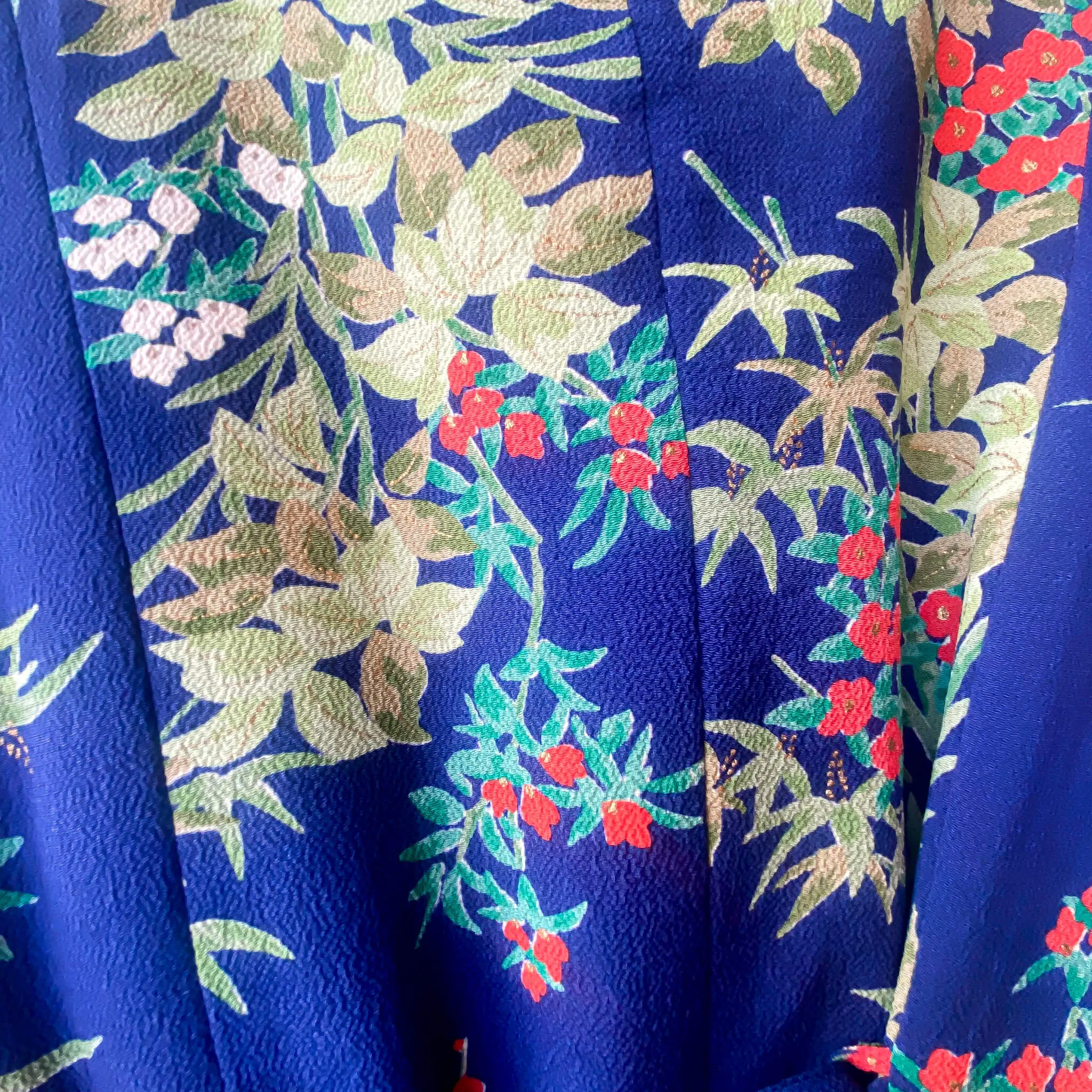Tsumugi | Vintage Silk Kimono V-neck Dress | VD4- Blue