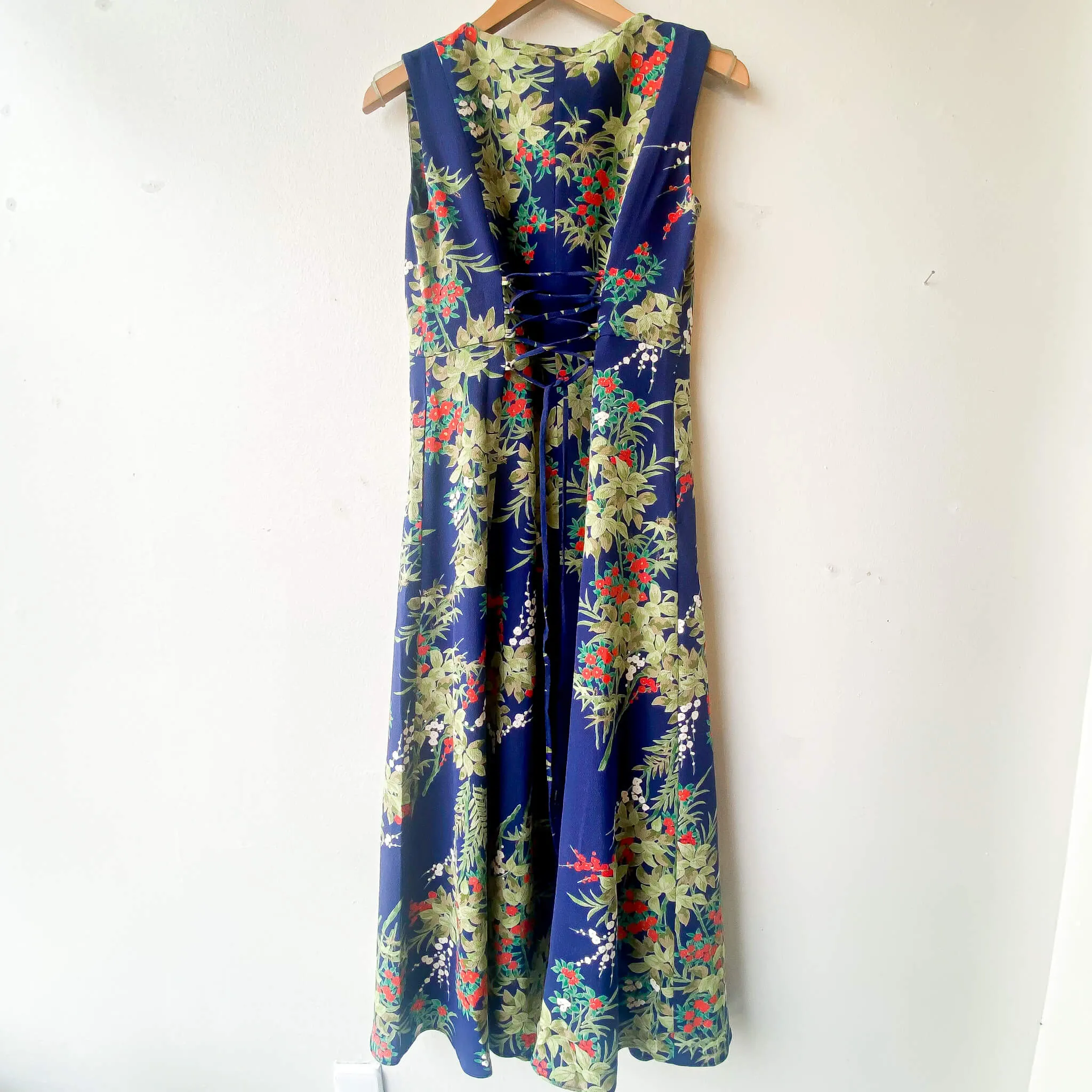 Tsumugi | Vintage Silk Kimono V-neck Dress | VD4- Blue