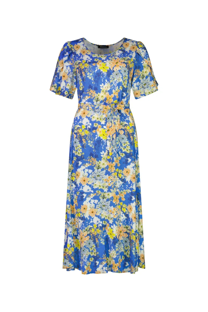 Vassalli Long Dress With Petal Sleeve