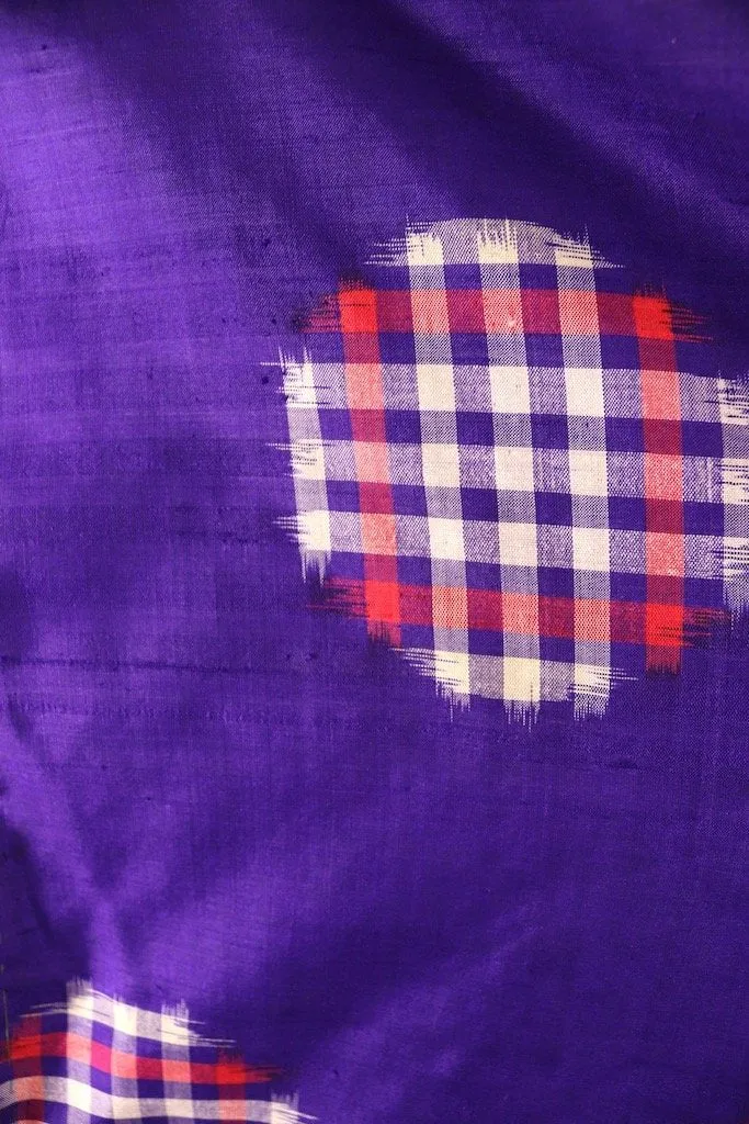 Vintage Purple Gingham Ikat Silk Kimono