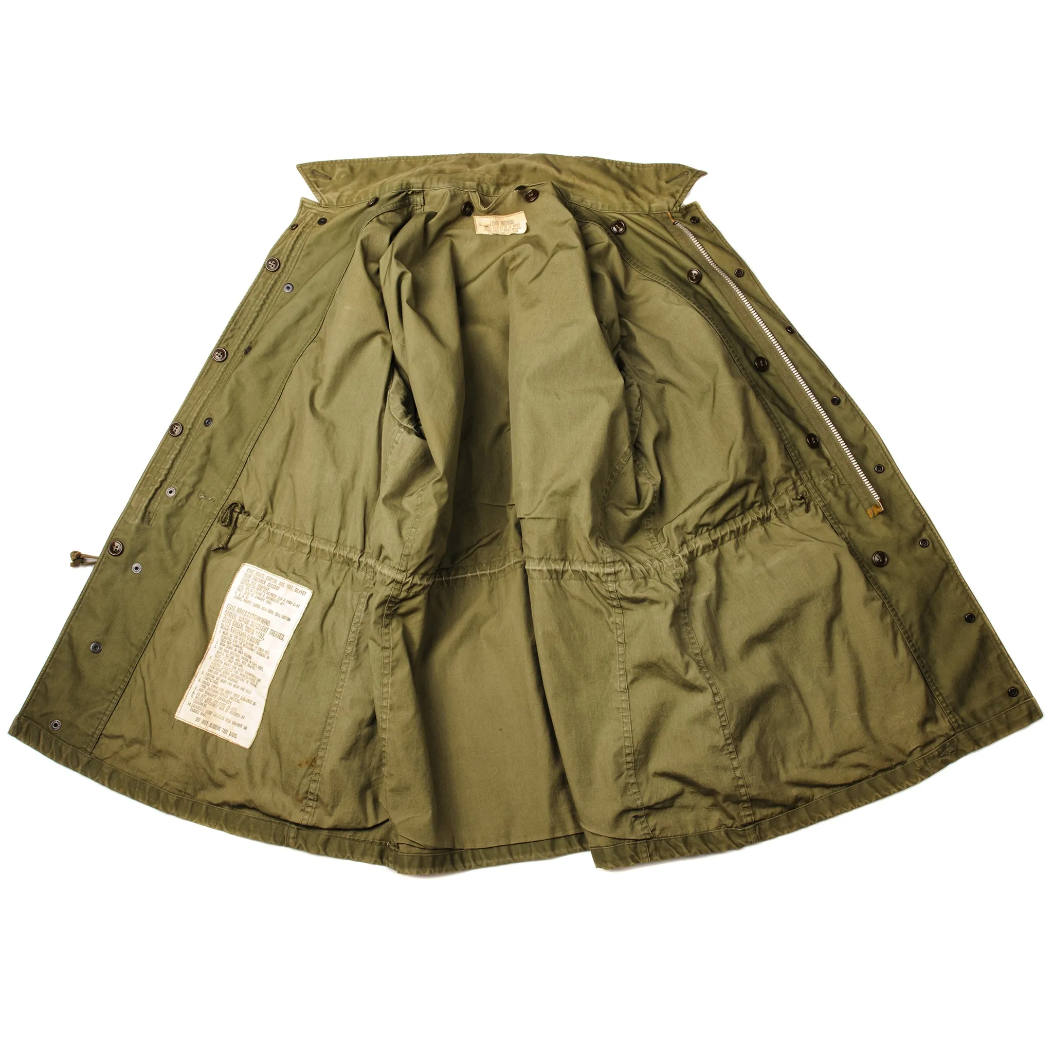 VINTAGE US ARMY M-1951 M51 FIELD JACKET 1957 EARLY VIETNAM WAR SIZE MEDIUM LONG