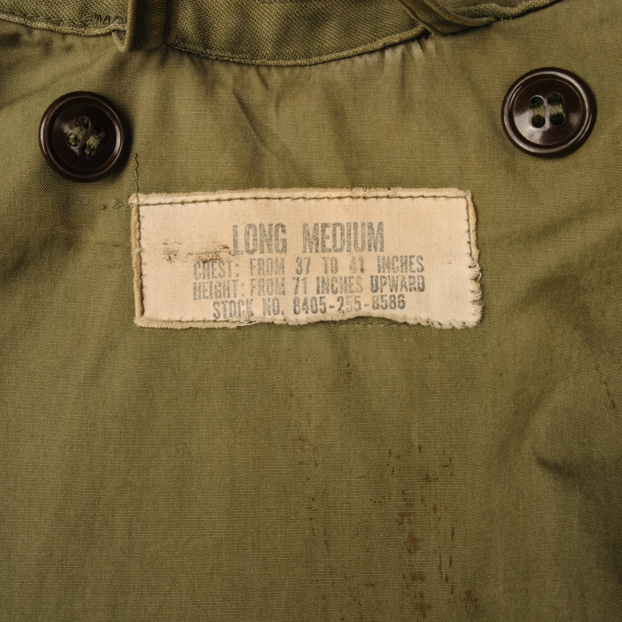 VINTAGE US ARMY M-1951 M51 FIELD JACKET 1957 EARLY VIETNAM WAR SIZE MEDIUM LONG