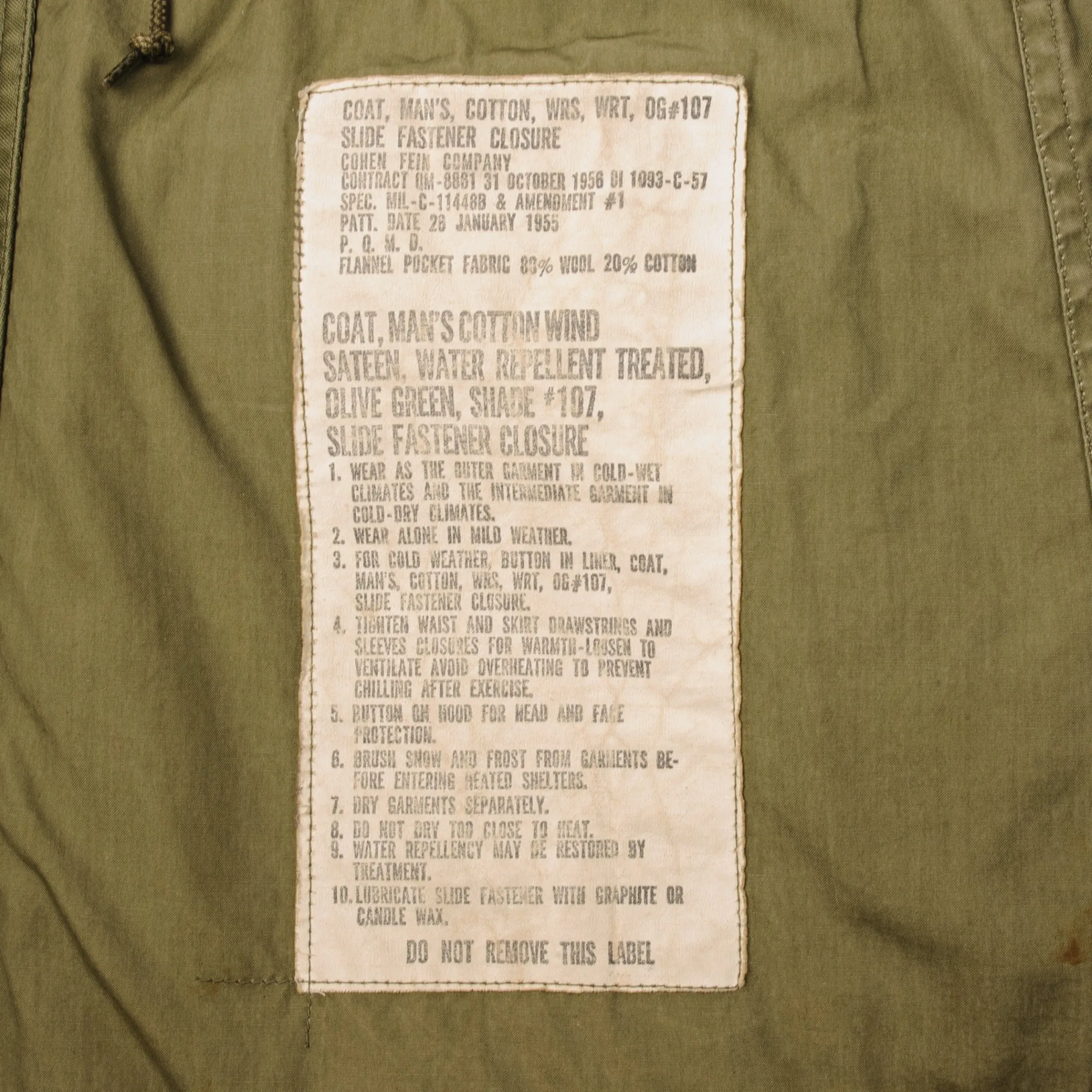 VINTAGE US ARMY M-1951 M51 FIELD JACKET 1957 EARLY VIETNAM WAR SIZE MEDIUM LONG