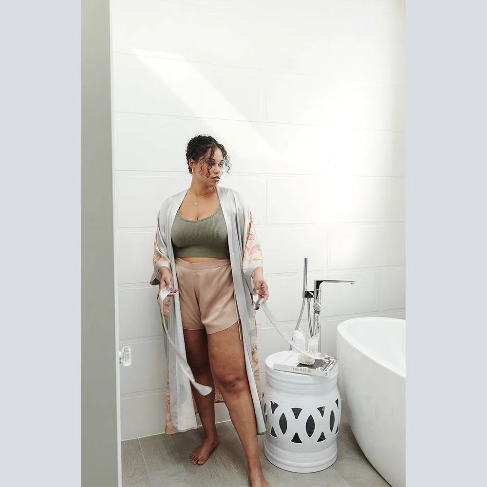 Washable Silk Kiku Long Kimono Robe (Plus Size)