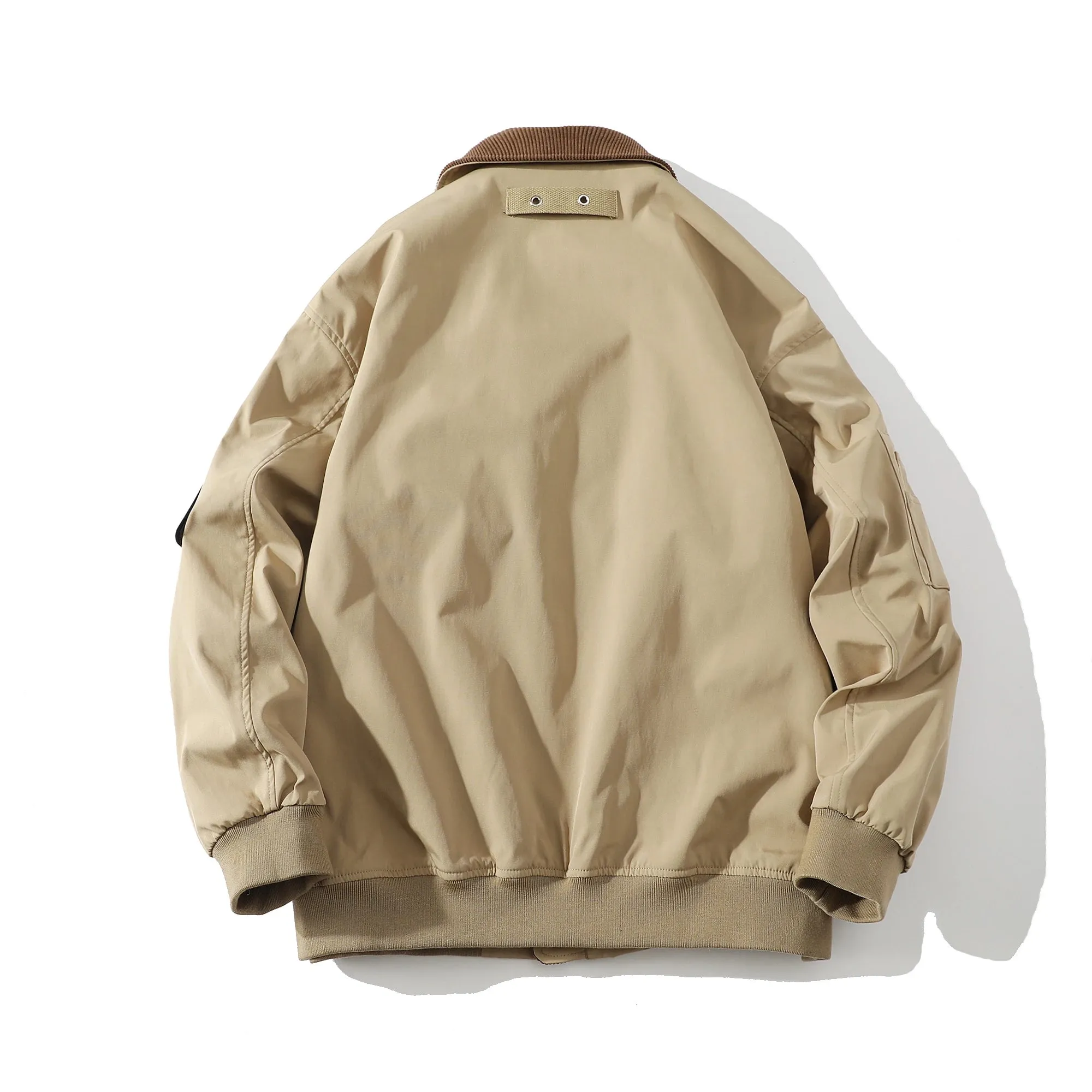 Wiaofellas  -  Autumn Men Pilot Jacket Multi-Pocket Retro Streetwear Casual Corduroy Patchwork Lapel Jacket Male Outerwear Clothing