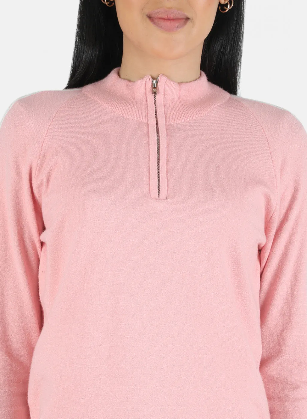 Women Pink Self Design Pullover