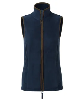 Womens artisan fleece gilet | Navy/Brown